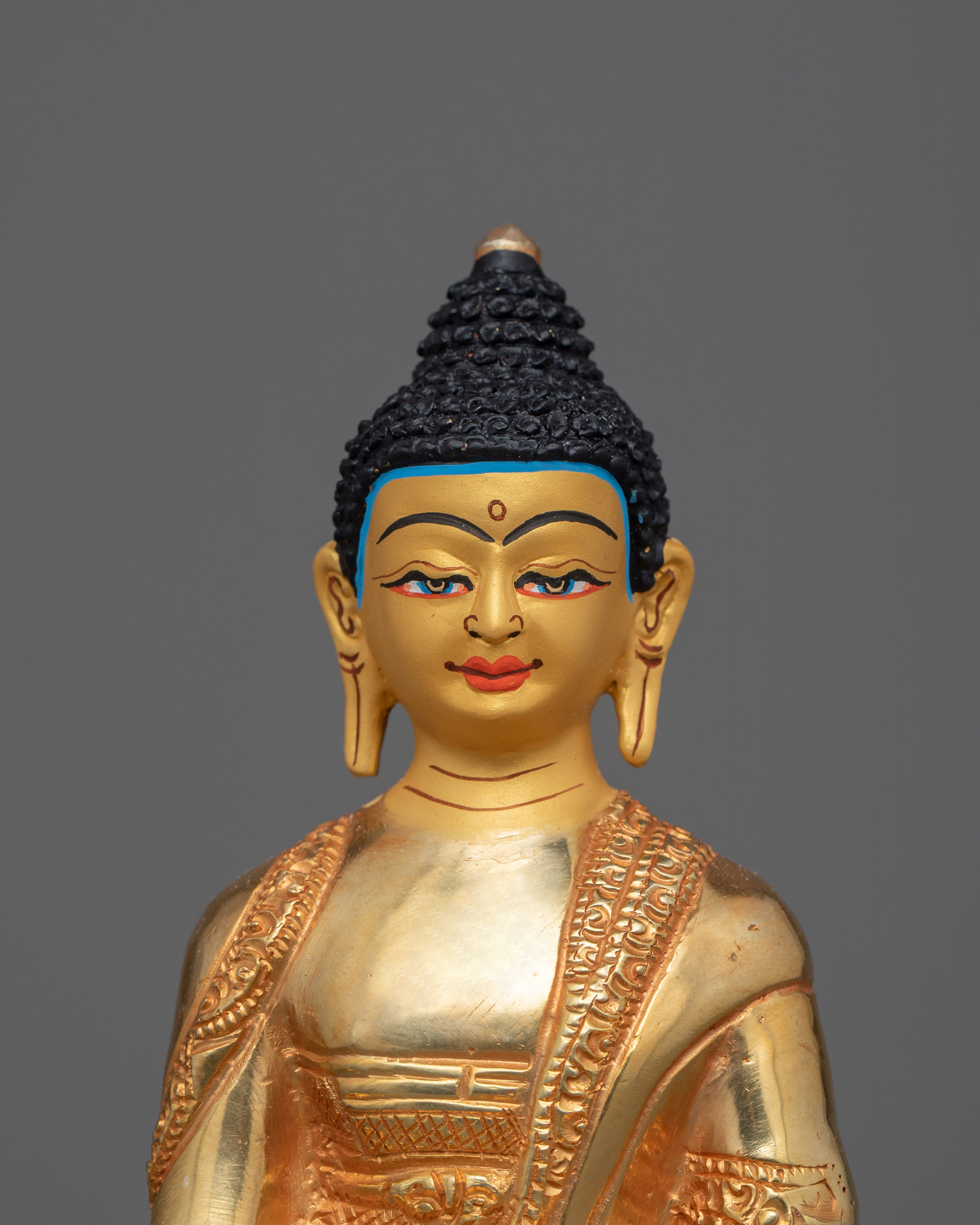 Amitabha Buddha Compact Statue | Handcrafted 24K Gold Gilded Copper Art