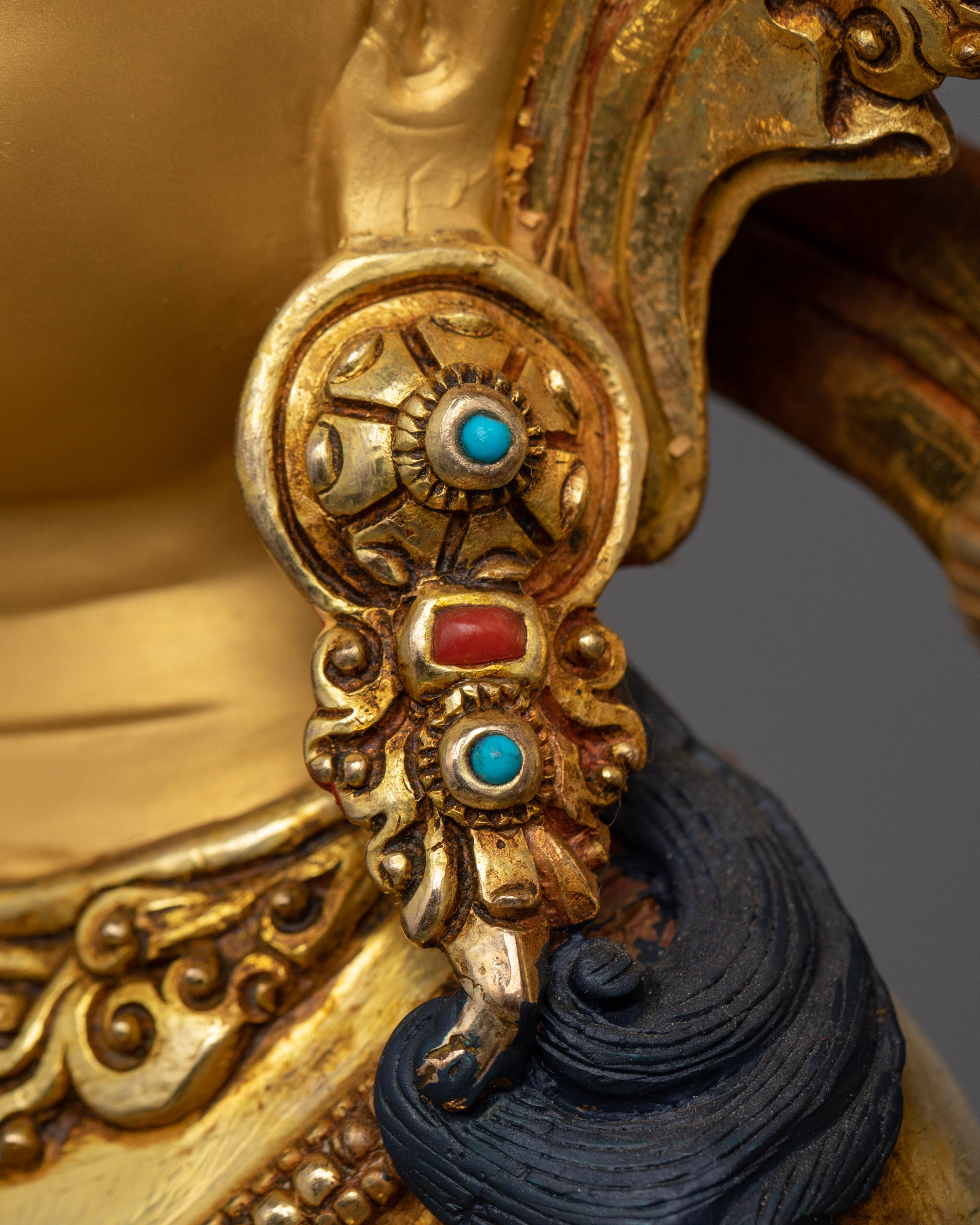 Exquisite Manjushri Gold Statue | Fine Handmade Sculpture of Wisdom Deity