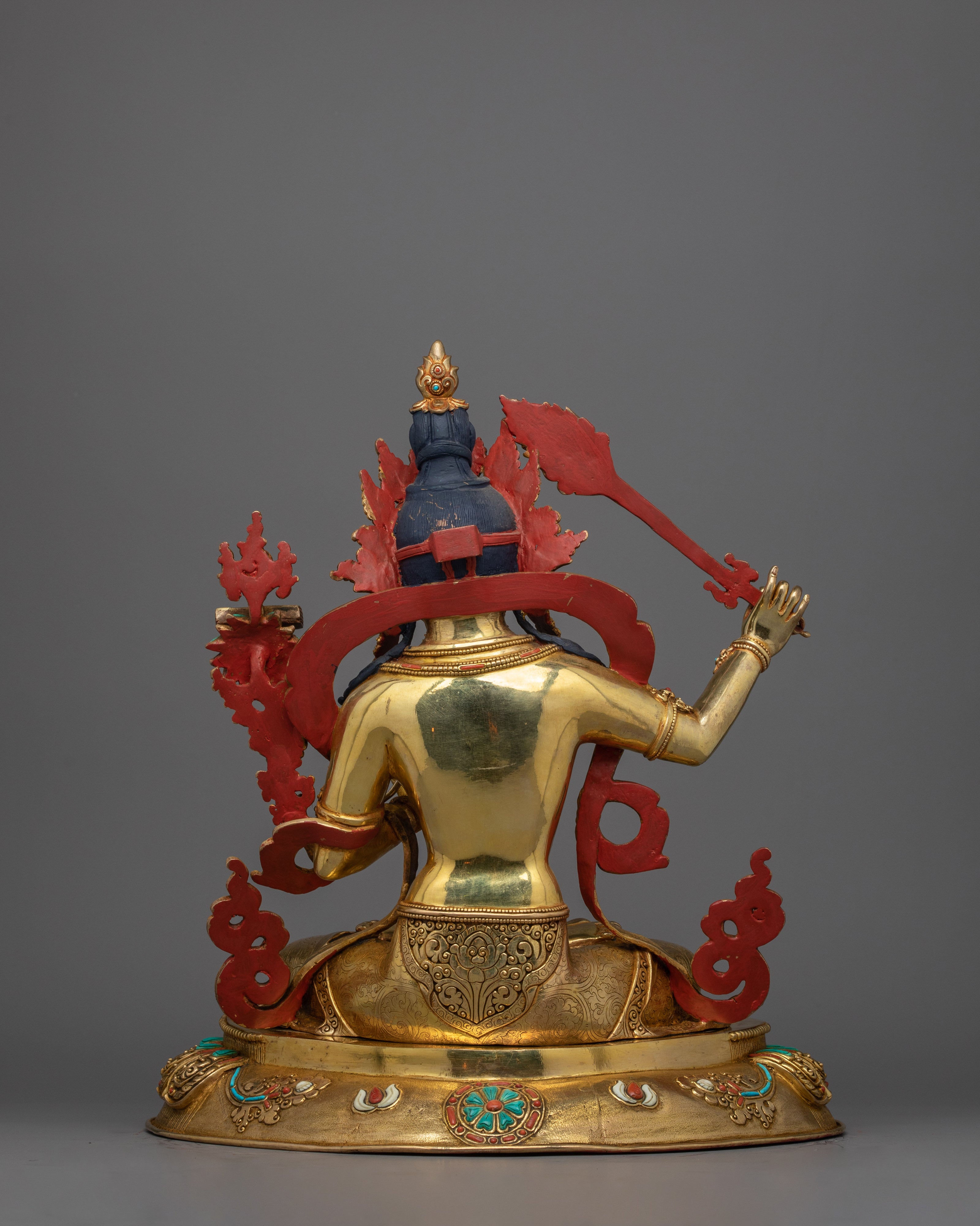 Exquisite Manjushri Gold Statue | Fine Handmade Sculpture of Wisdom Deity