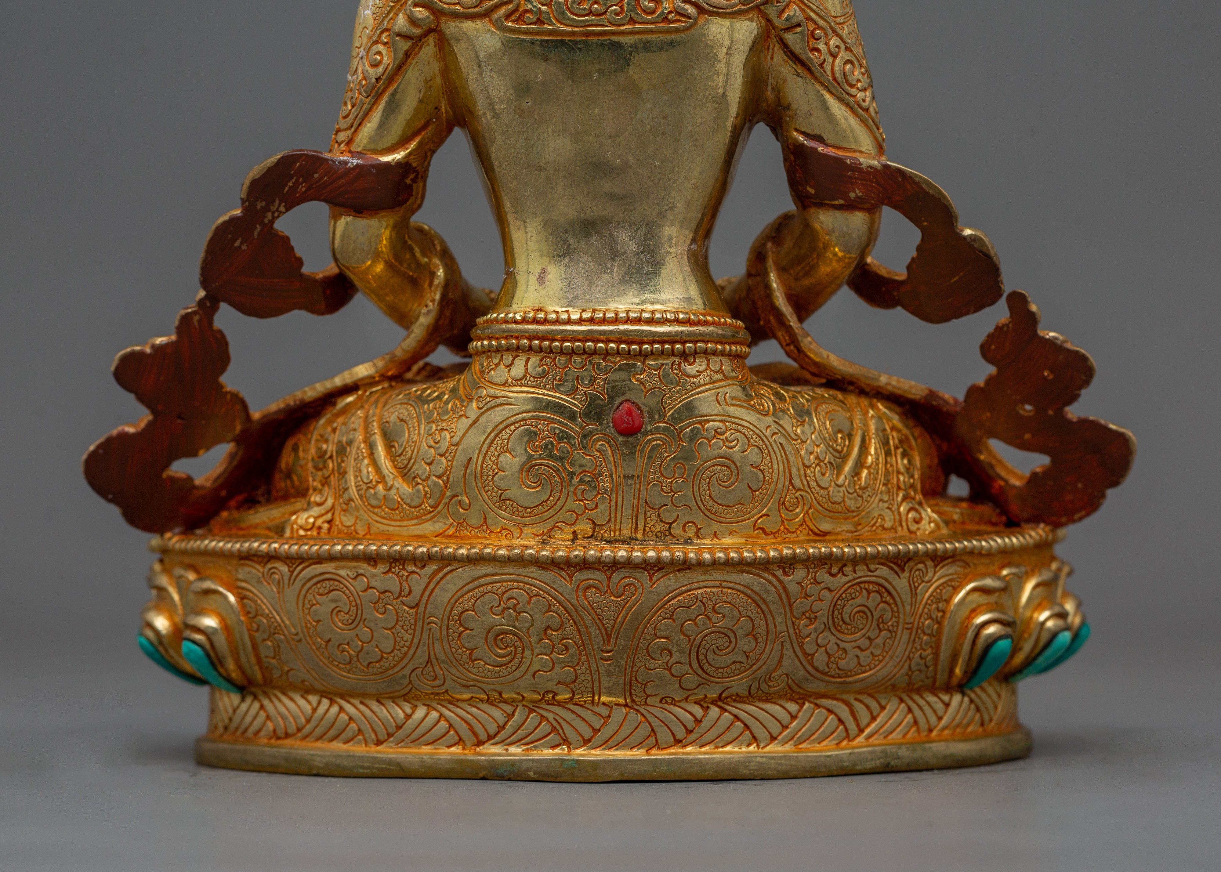 Buddhist Amitayus Long Life deity Statue | Gold Gilded Traditional Himalayan Art