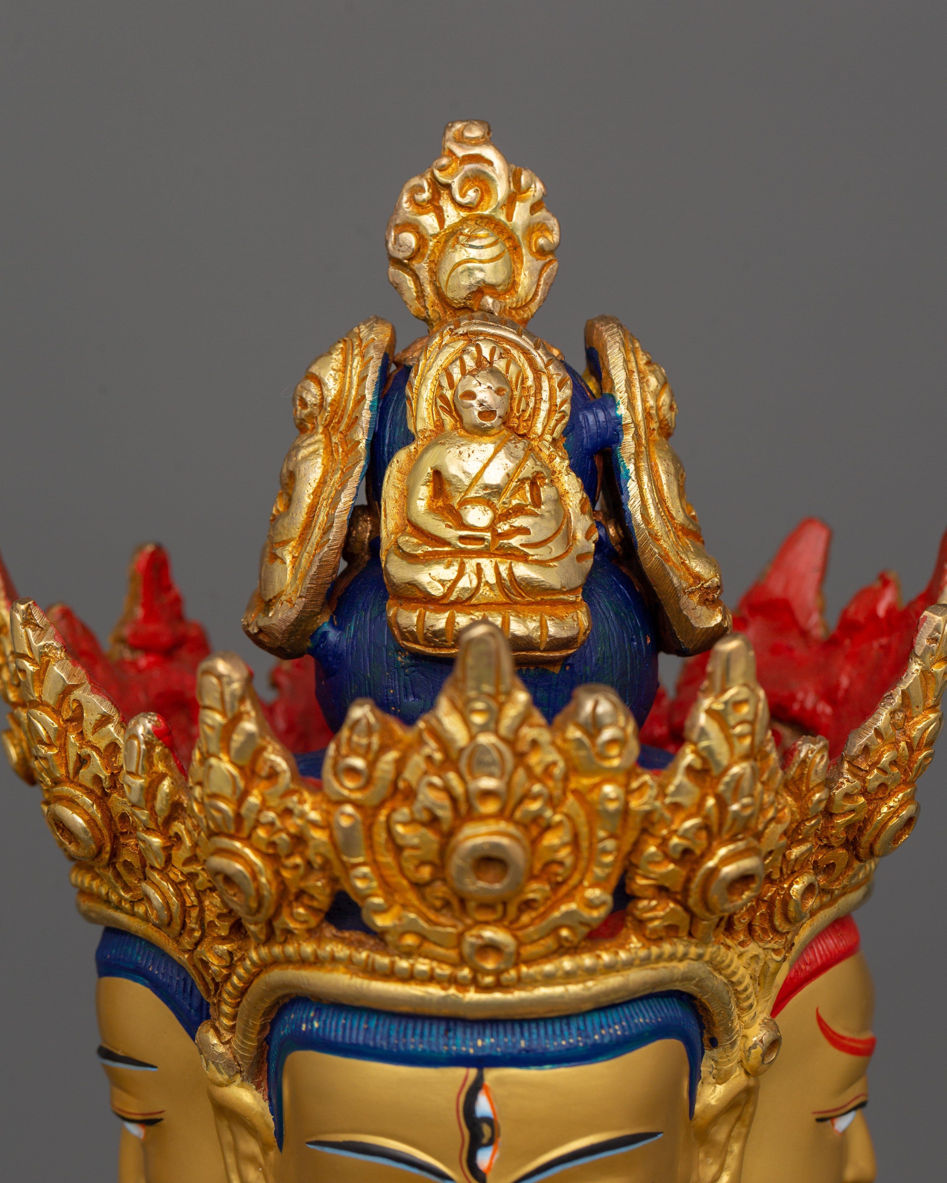 Tibetan Amoghapasha Compassion Deity Statue | Copper Body Buddhist Sculpture