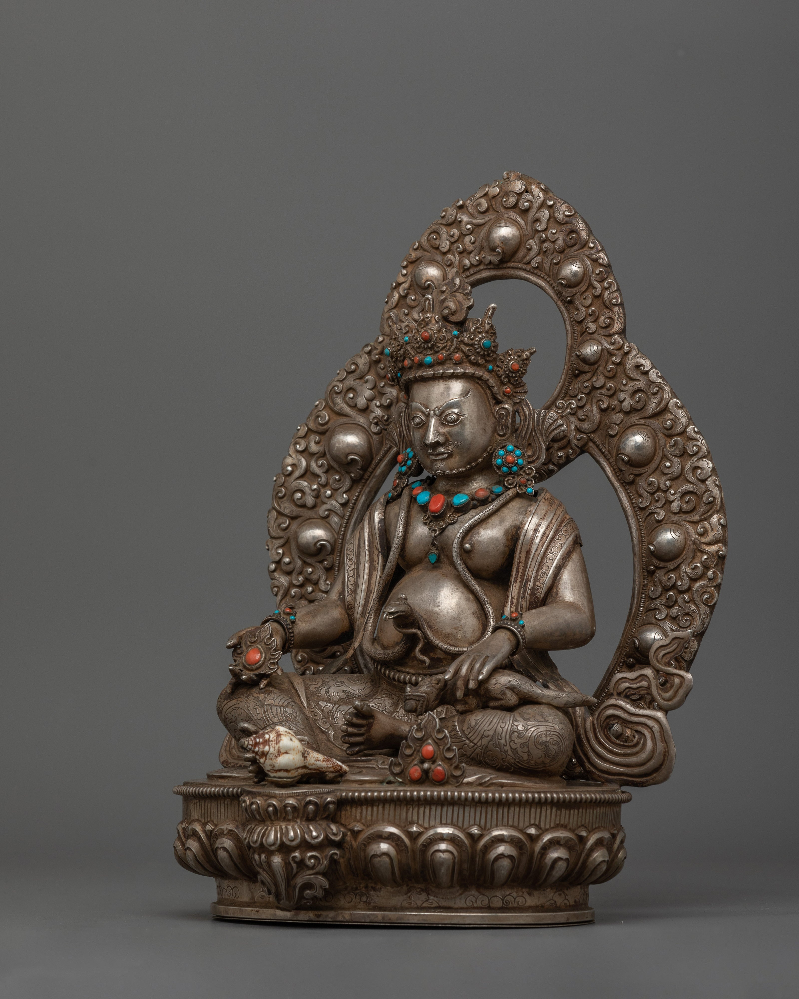 Religious Himalayan Sculpture of Tibetan Wealth Deity Dzambhala | Deity of Prosperity