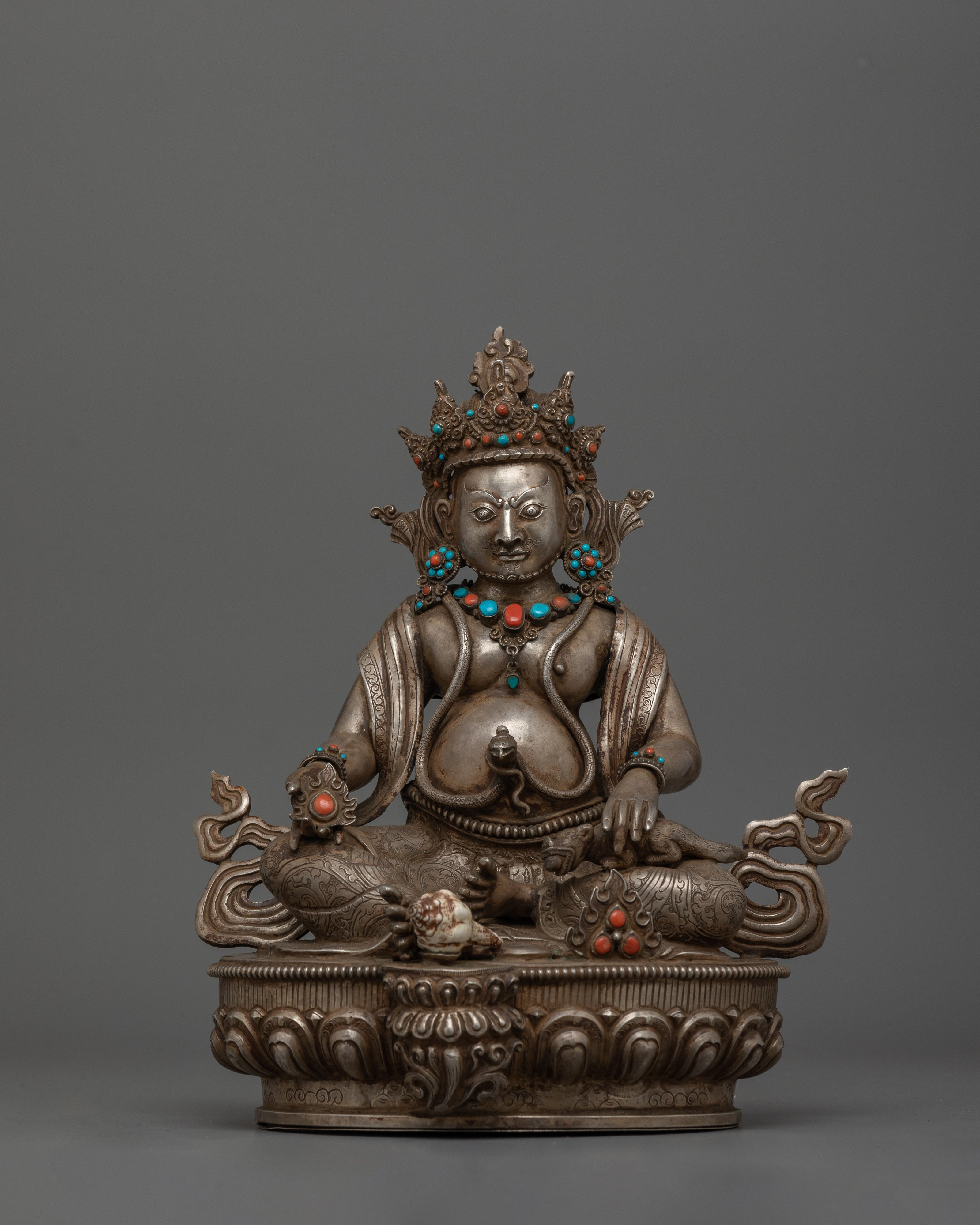 Religious Himalayan Sculpture of Tibetan Wealth Deity Dzambhala | Deity of Prosperity