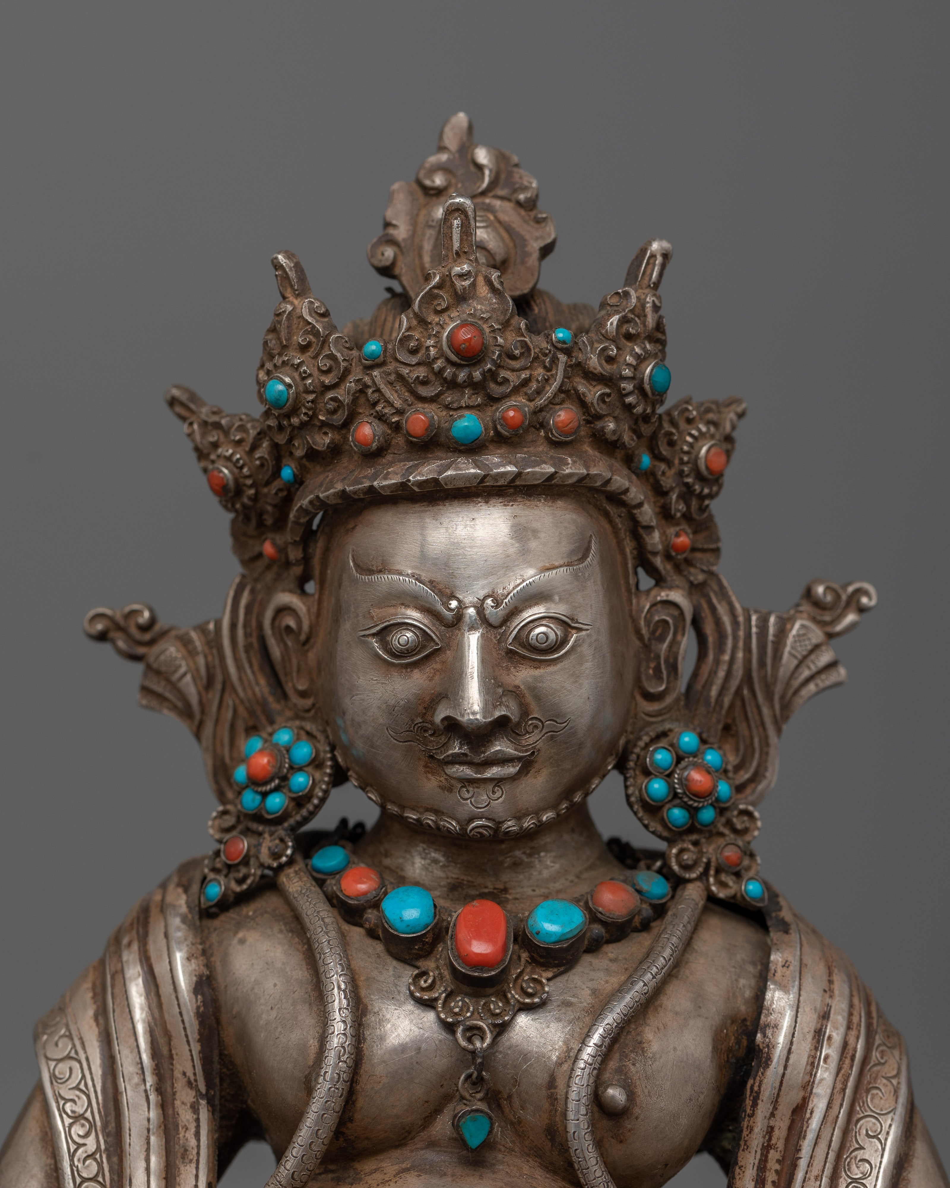Religious Himalayan Sculpture of Tibetan Wealth Deity Dzambhala | Deity of Prosperity