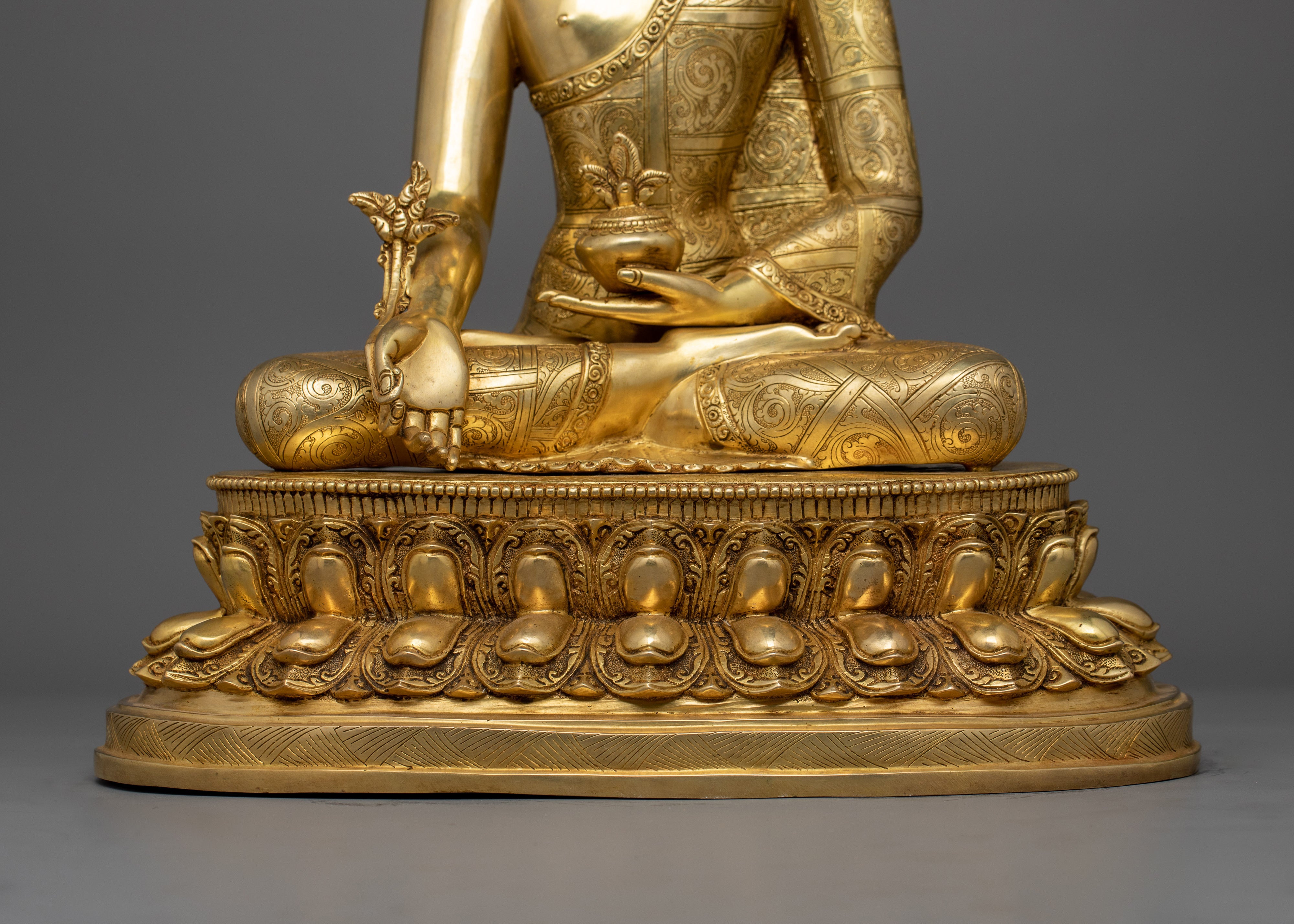 Bhaiṣajya-guru Spiritual Healing Buddha | Handcrafted 24K Gold Gilded Statue