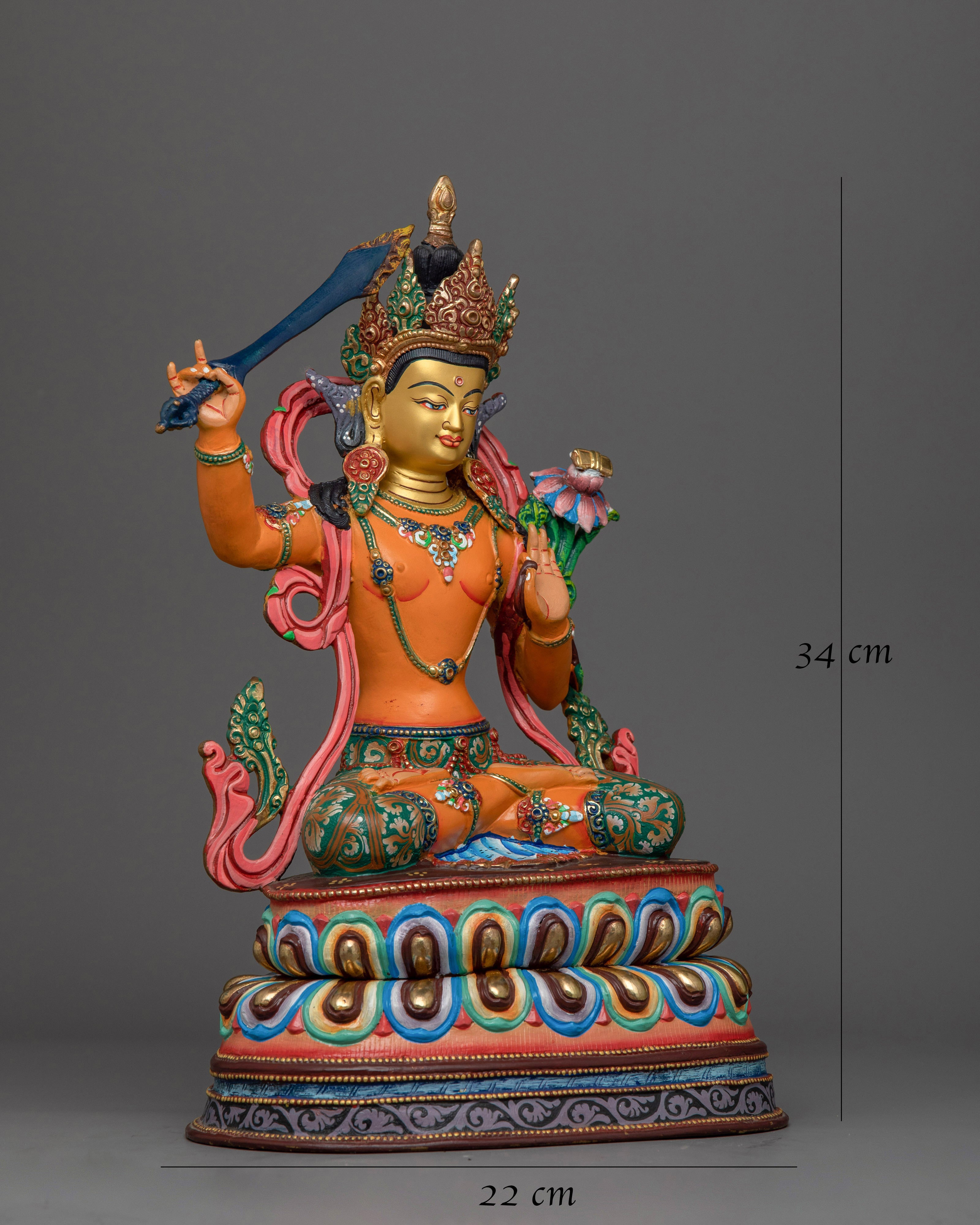 Colorful Statue of Manjushri | Handcrafted by Nepali Artists in Nepal