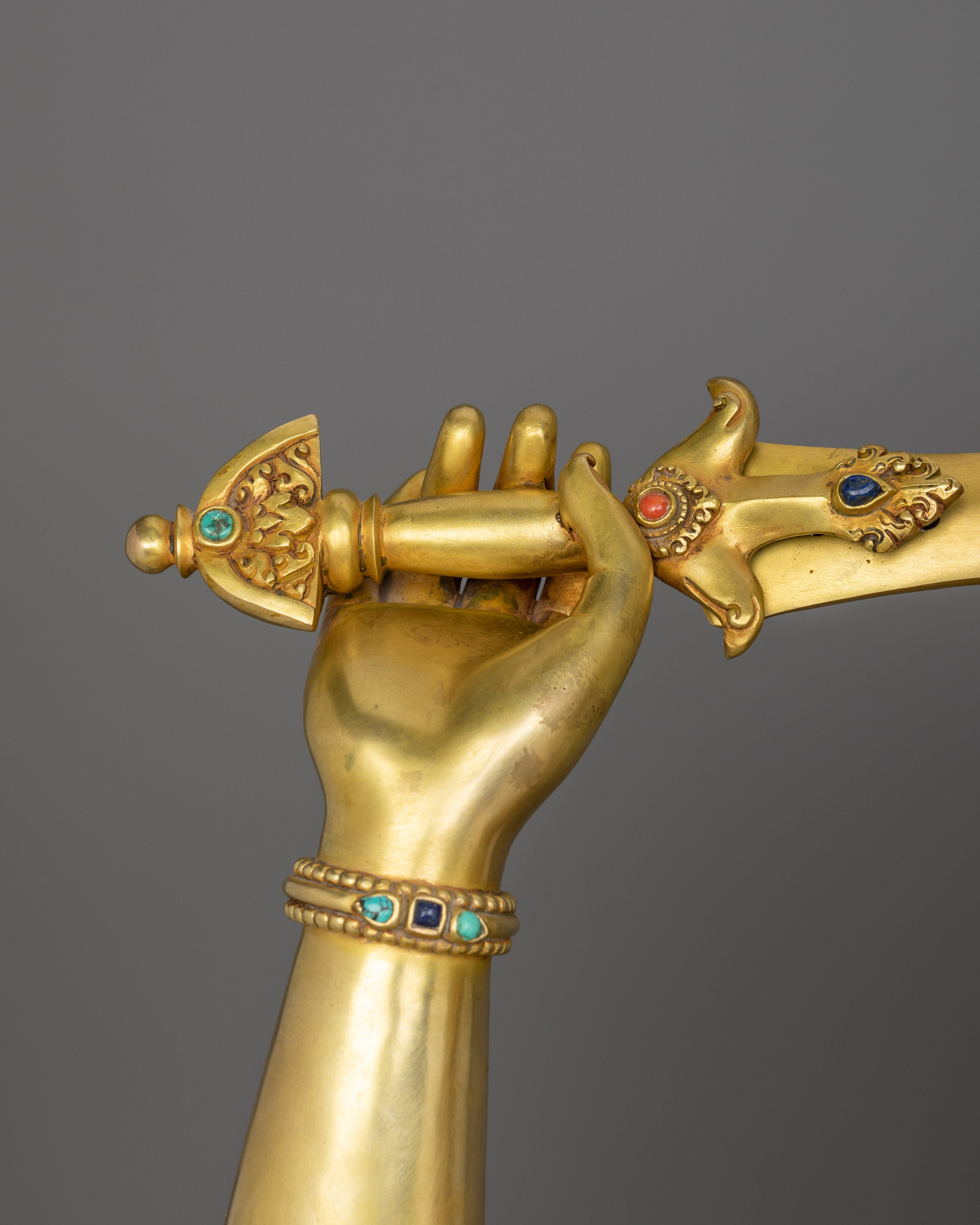 31.1 Inch Maha Manjushri Buddhist Sculpture | Bodhisattva Who Represents Supreme Wisdom