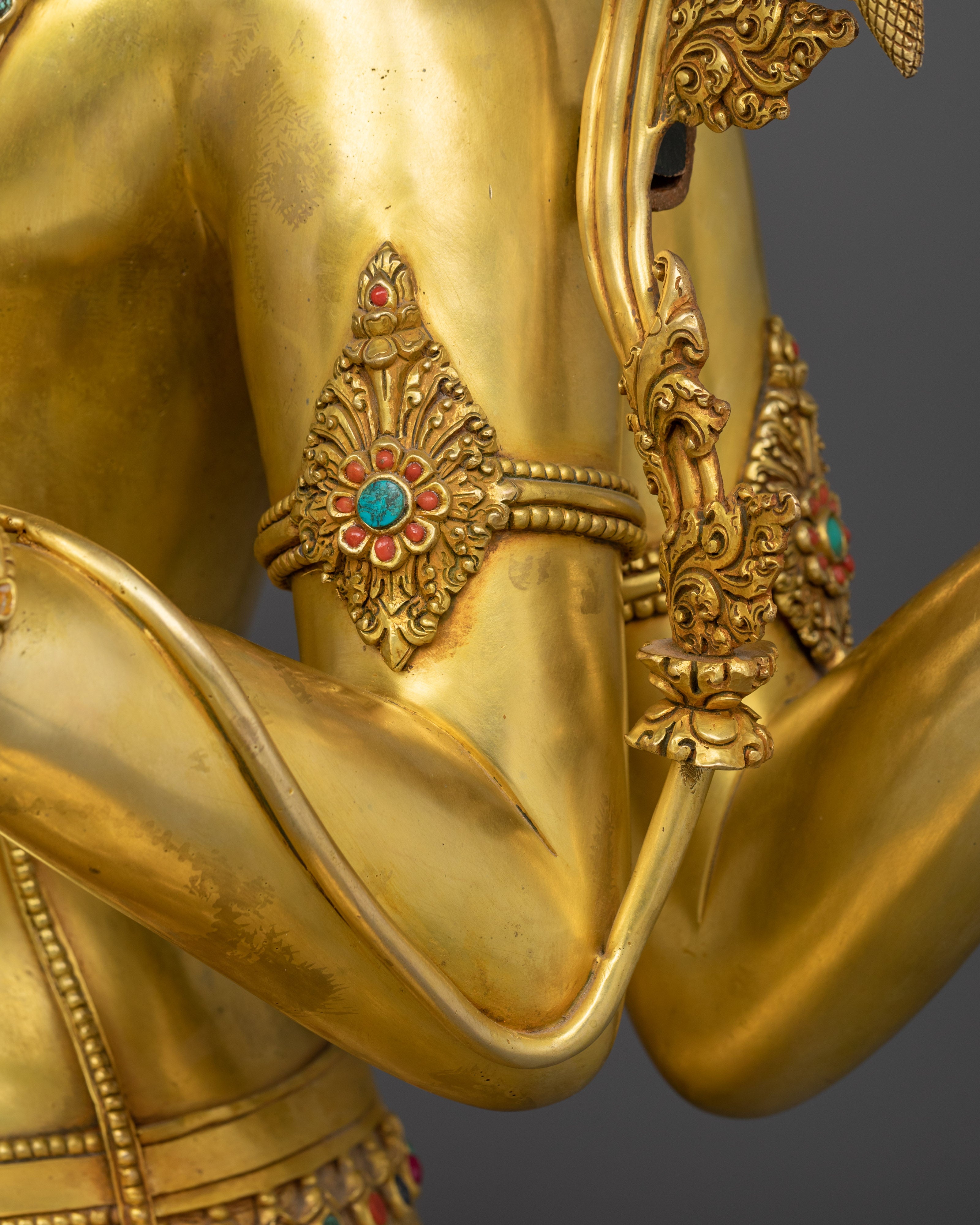 31.1 Inch Maha Manjushri Buddhist Sculpture | Bodhisattva Who Represents Supreme Wisdom