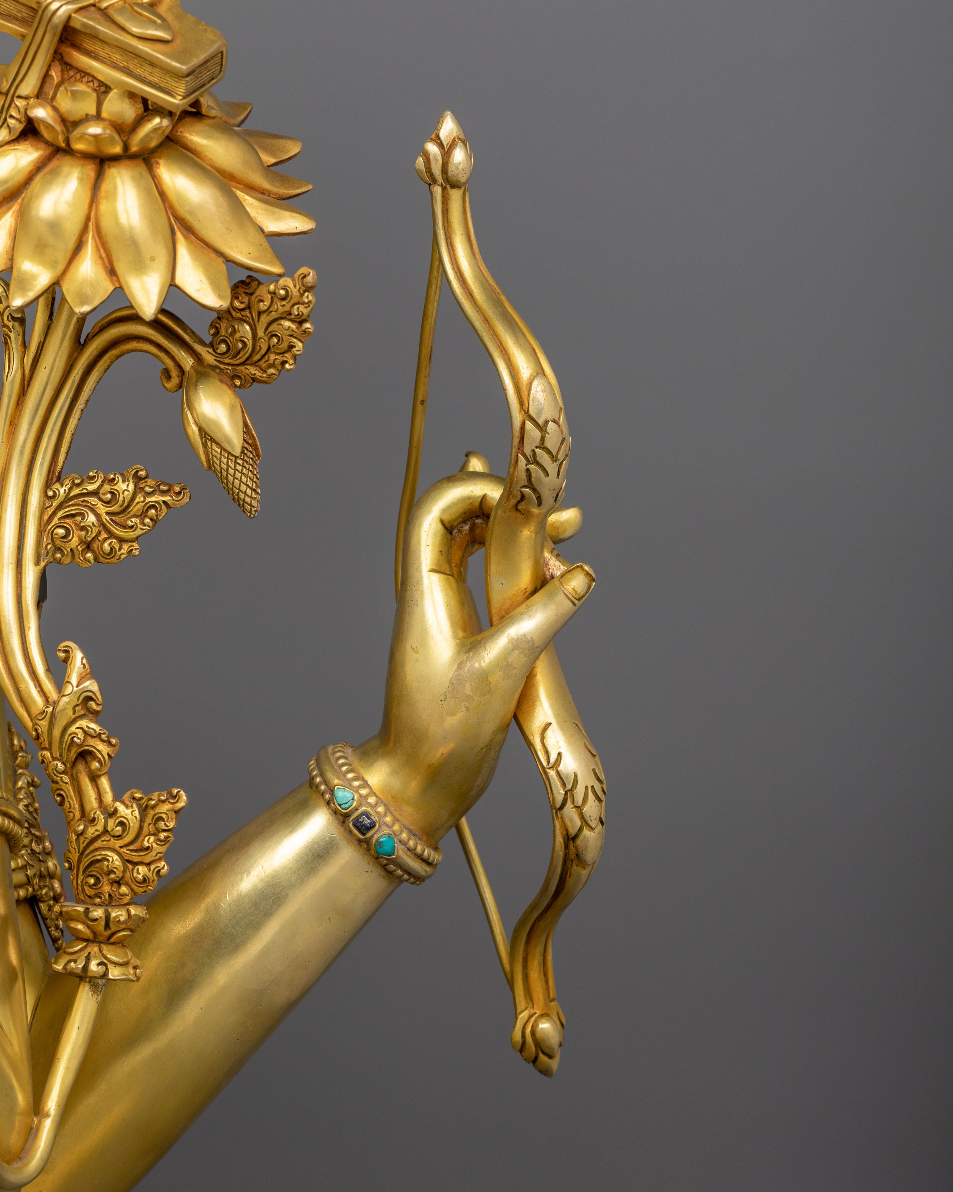 31.1 Inch Maha Manjushri Buddhist Sculpture | Bodhisattva Who Represents Supreme Wisdom