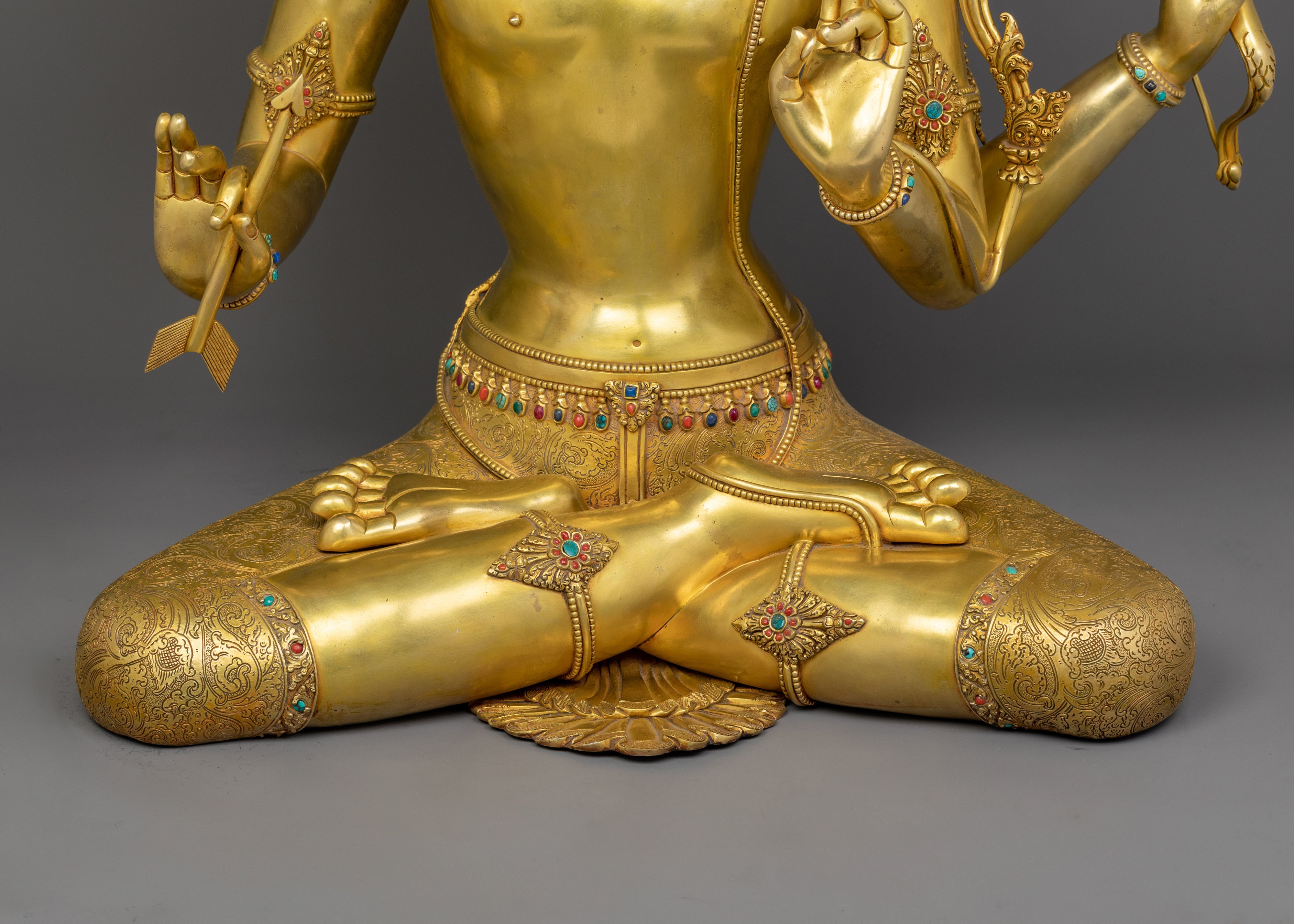 31.1 Inch Maha Manjushri Buddhist Sculpture | Bodhisattva Who Represents Supreme Wisdom