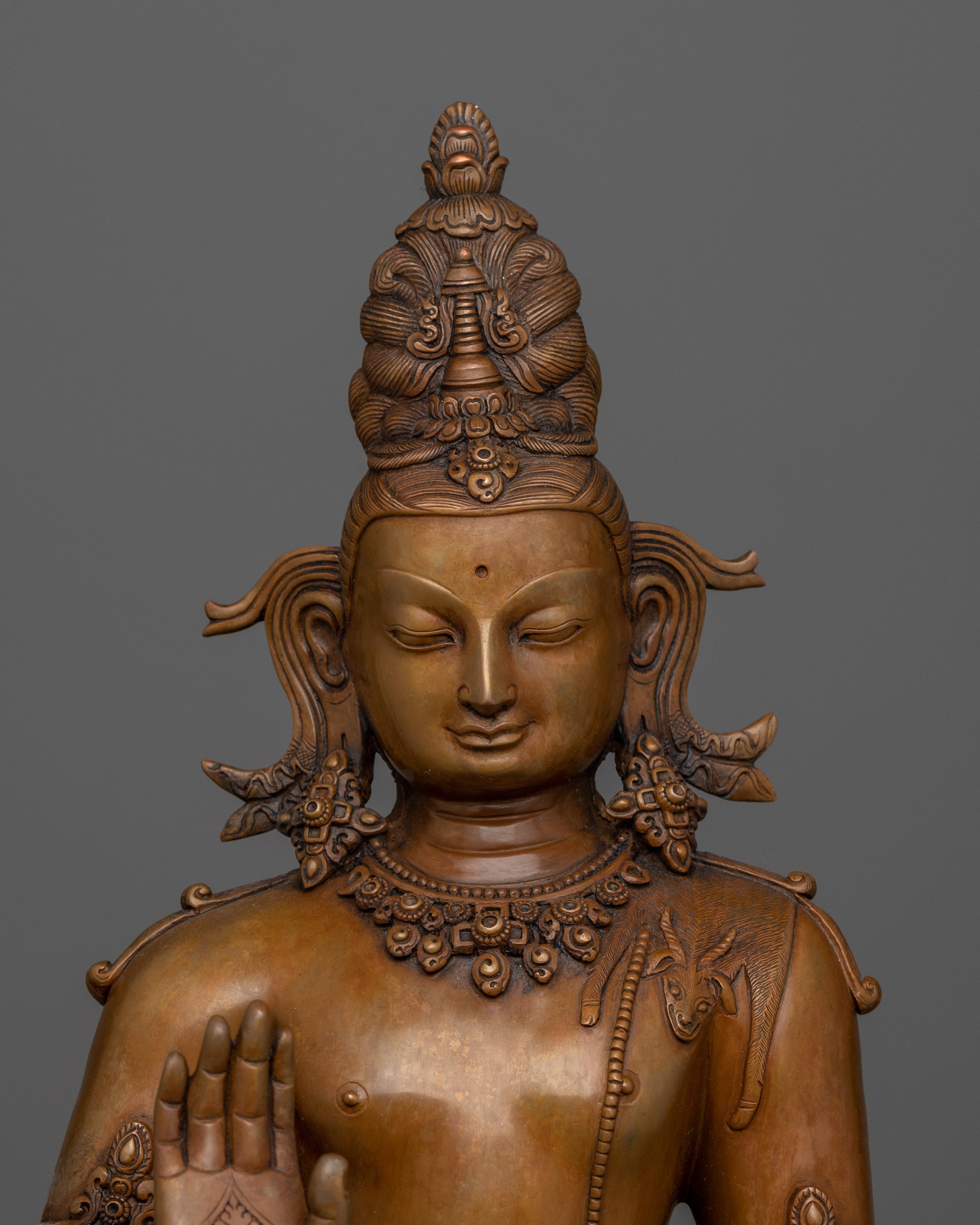 Standing Maitreya Buddha Statue in Oxidized Copper | Collector's Pride Sculpture
