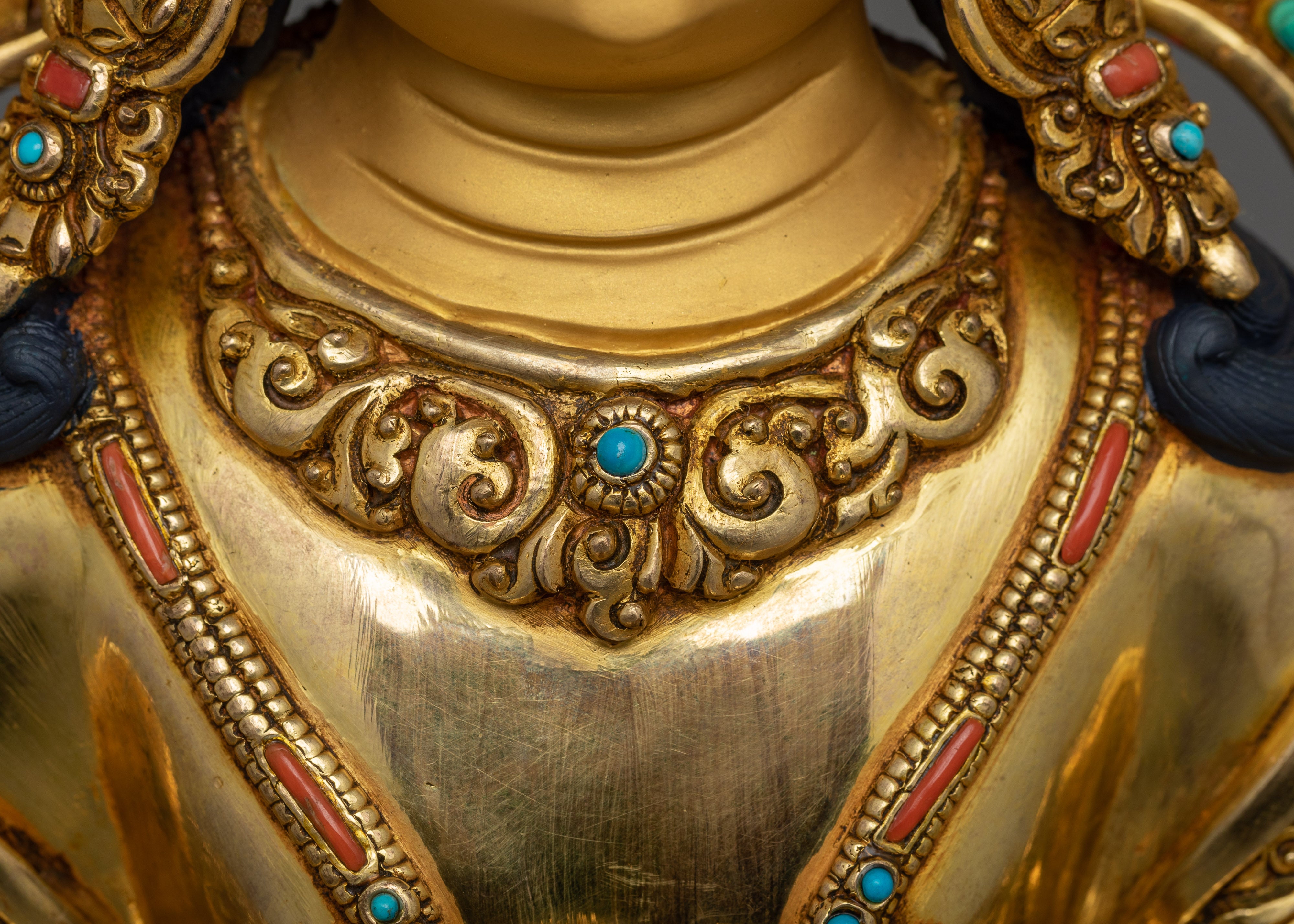 Golden Amitayus Buddha Statue for Shrine | An Exquisite, Handmade Sculpture