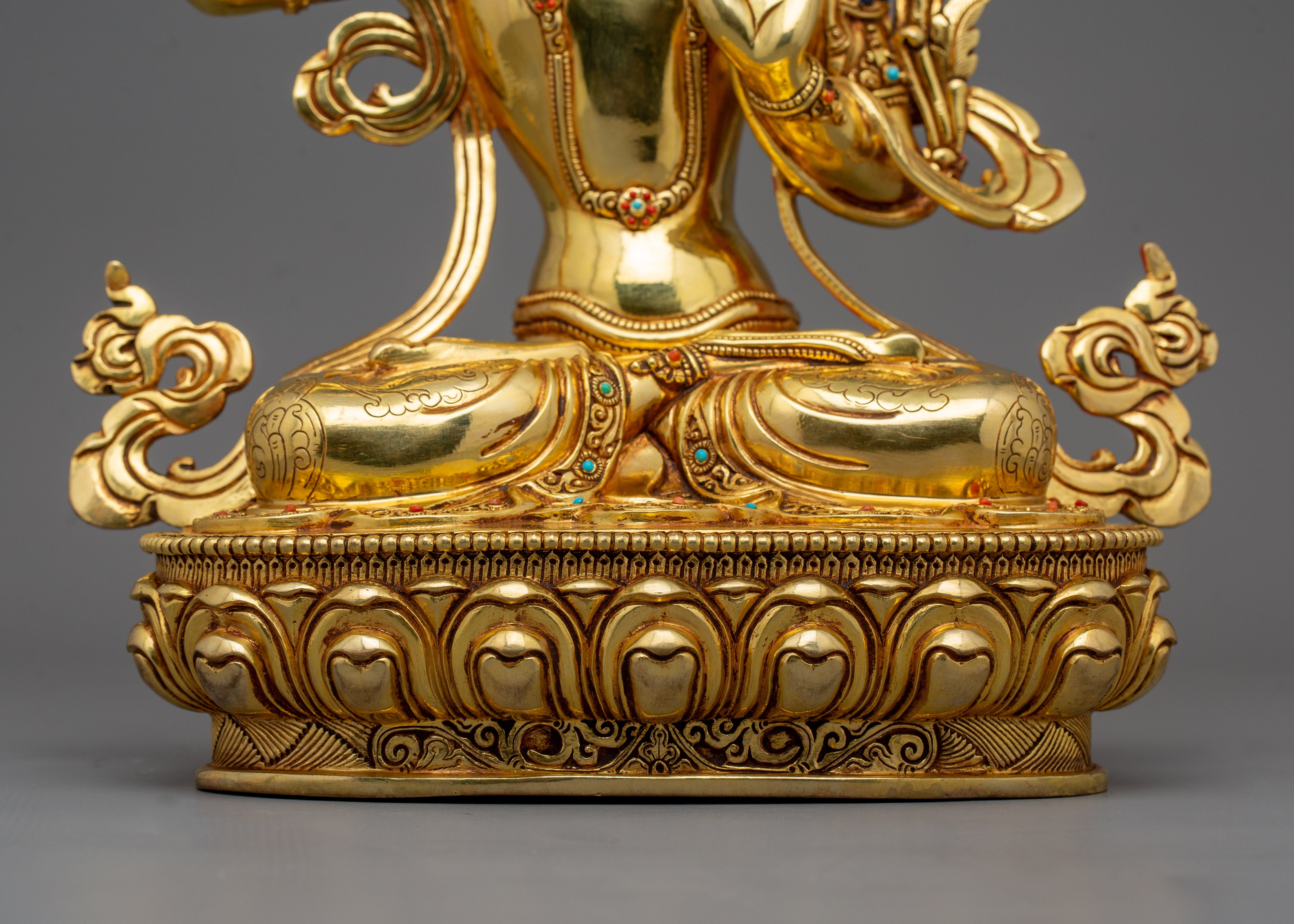Golden Manjushri Buddha Statue | Wisdom Deity of Bodhisattva