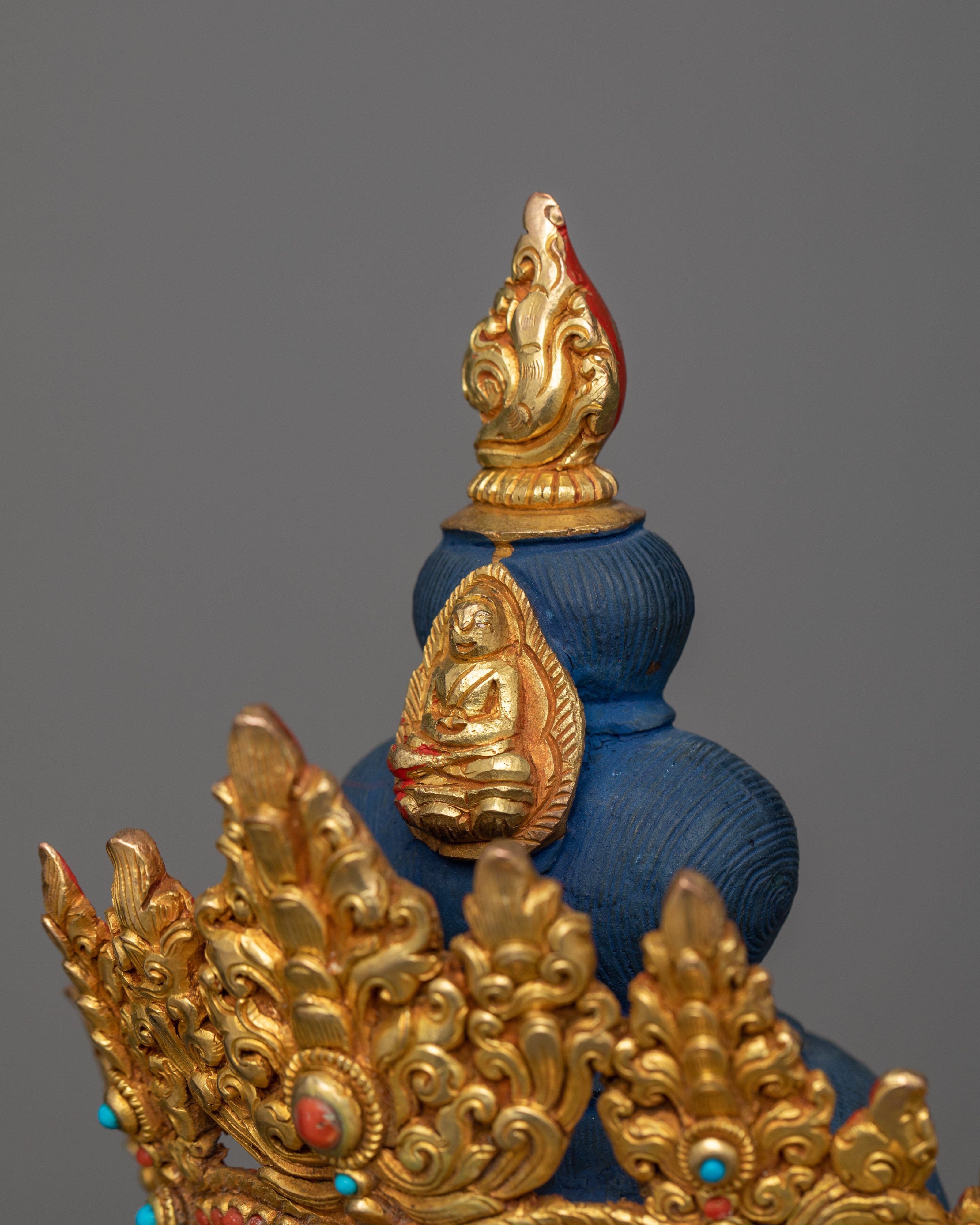 Four Arm Chenrezig Golden Statue | 24K Gold Gilded 19 Inch Statue of Boddhisattva