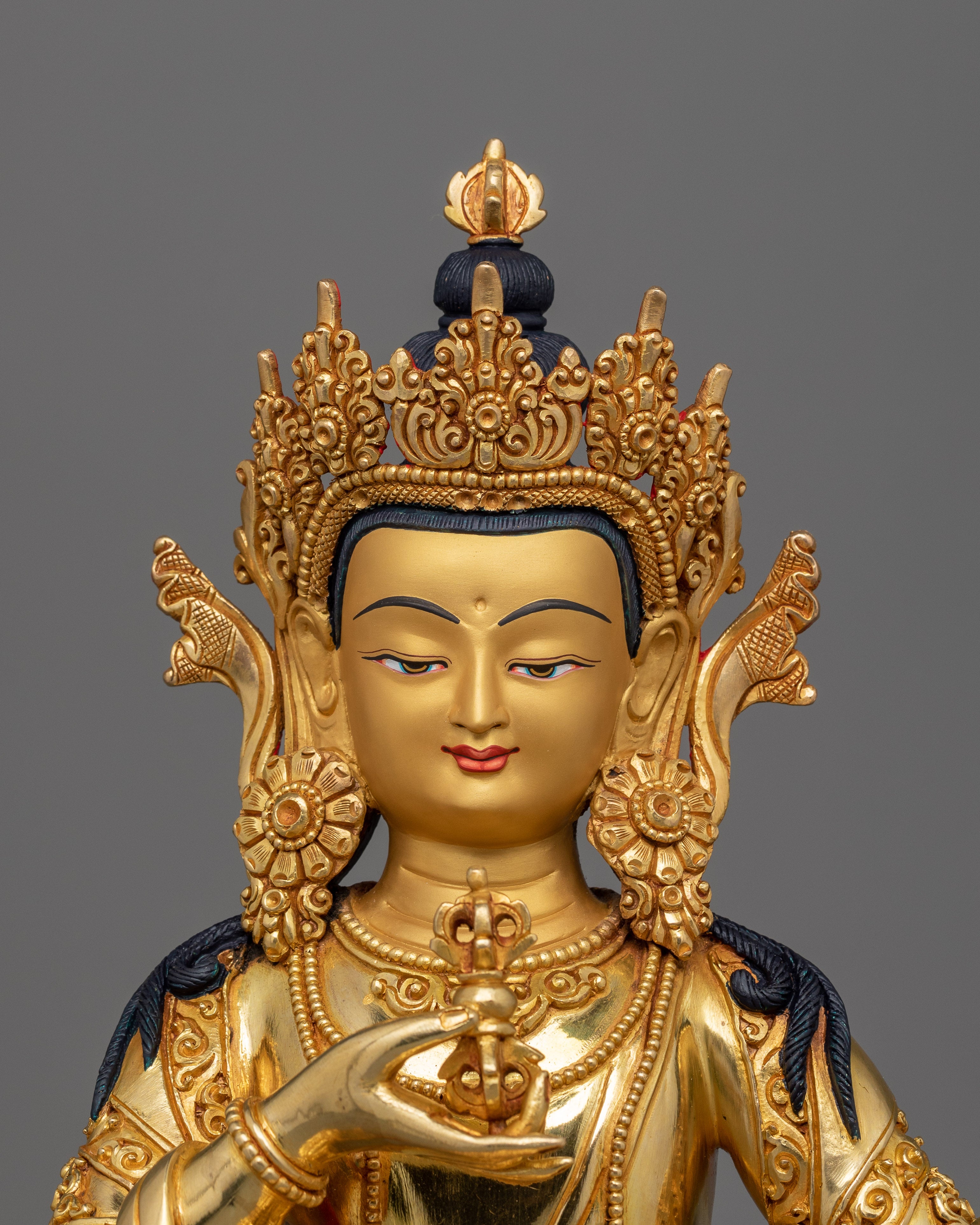 Vajrasattva Sculpture for Spiritual Purification | Handcrafted Copper Statue with 24K Gold