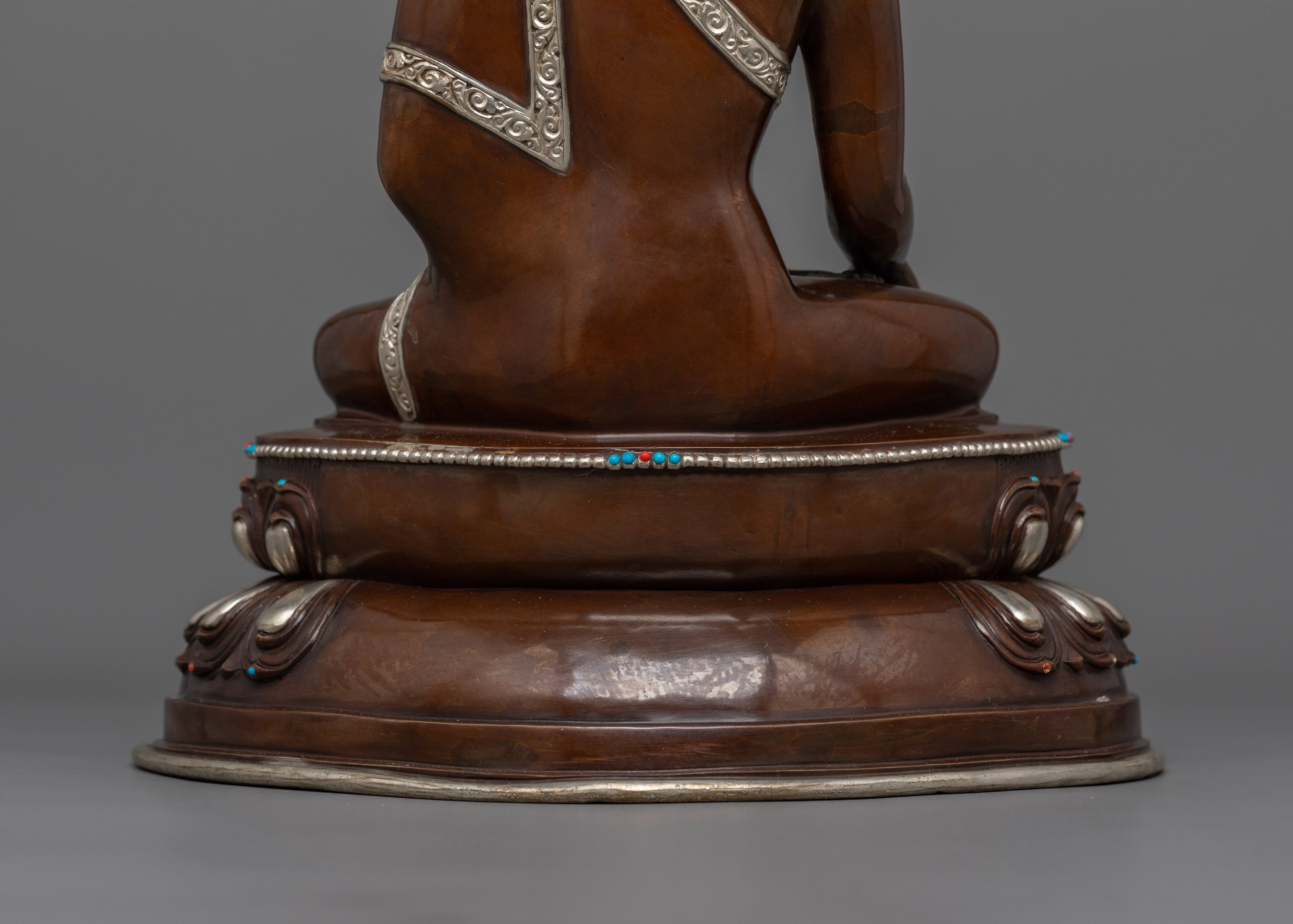 Ideal for Meditation Shakyamuni Buddha with Silver Halo | Perfect for Buddhist Shrine Decor