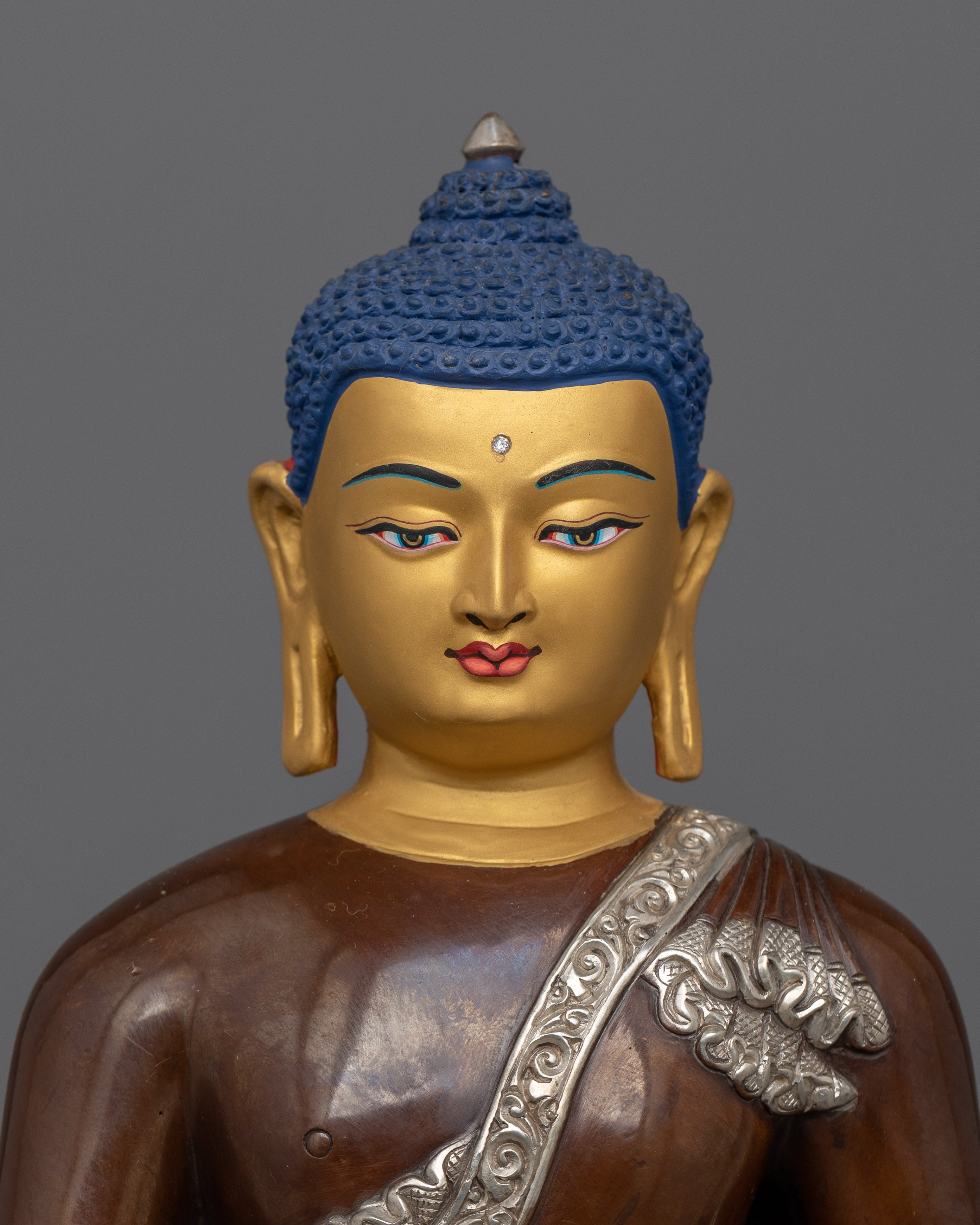 Ideal for Meditation Shakyamuni Buddha with Silver Halo | Perfect for Buddhist Shrine Decor