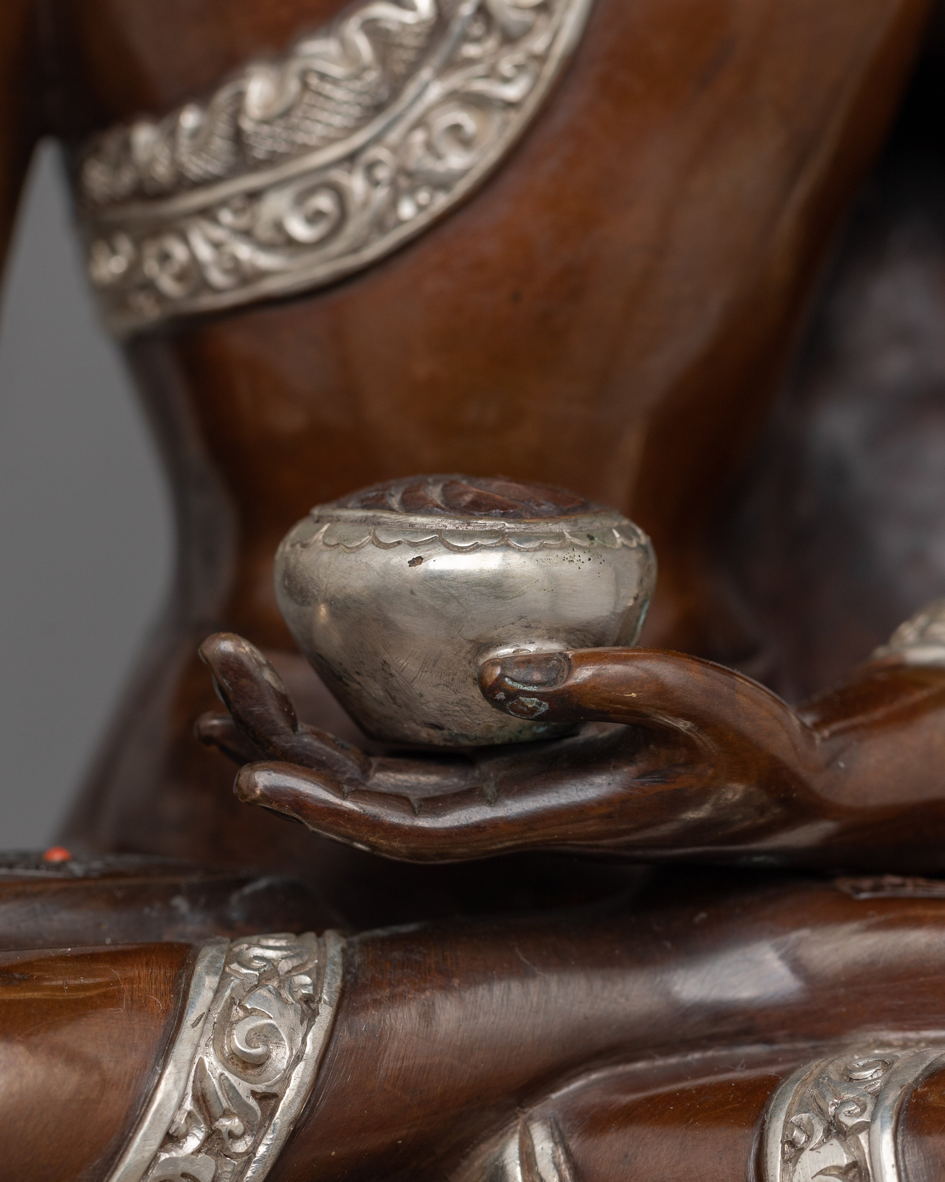 Ideal for Meditation Shakyamuni Buddha with Silver Halo | Perfect for Buddhist Shrine Decor