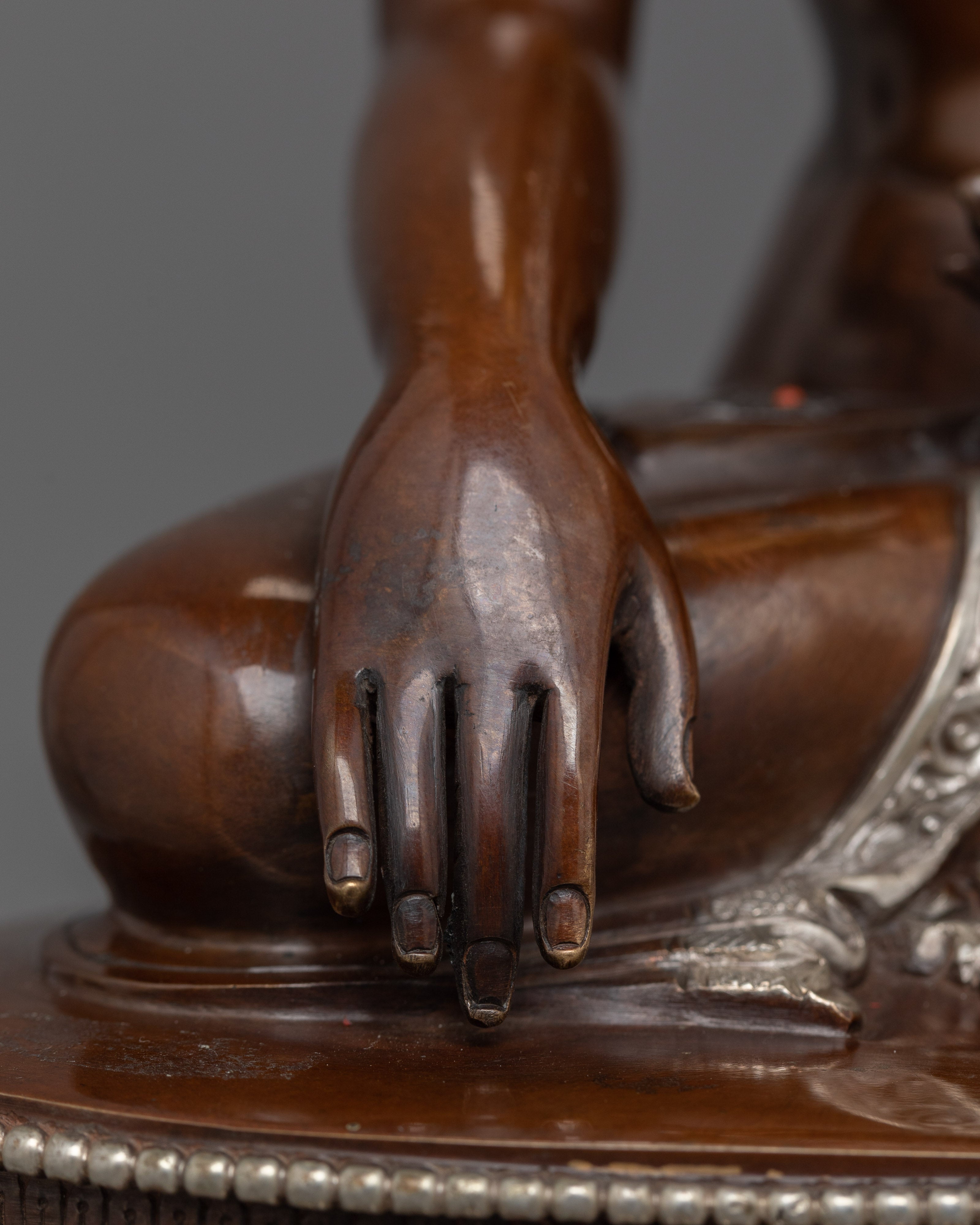 Ideal for Meditation Shakyamuni Buddha with Silver Halo | Perfect for Buddhist Shrine Decor