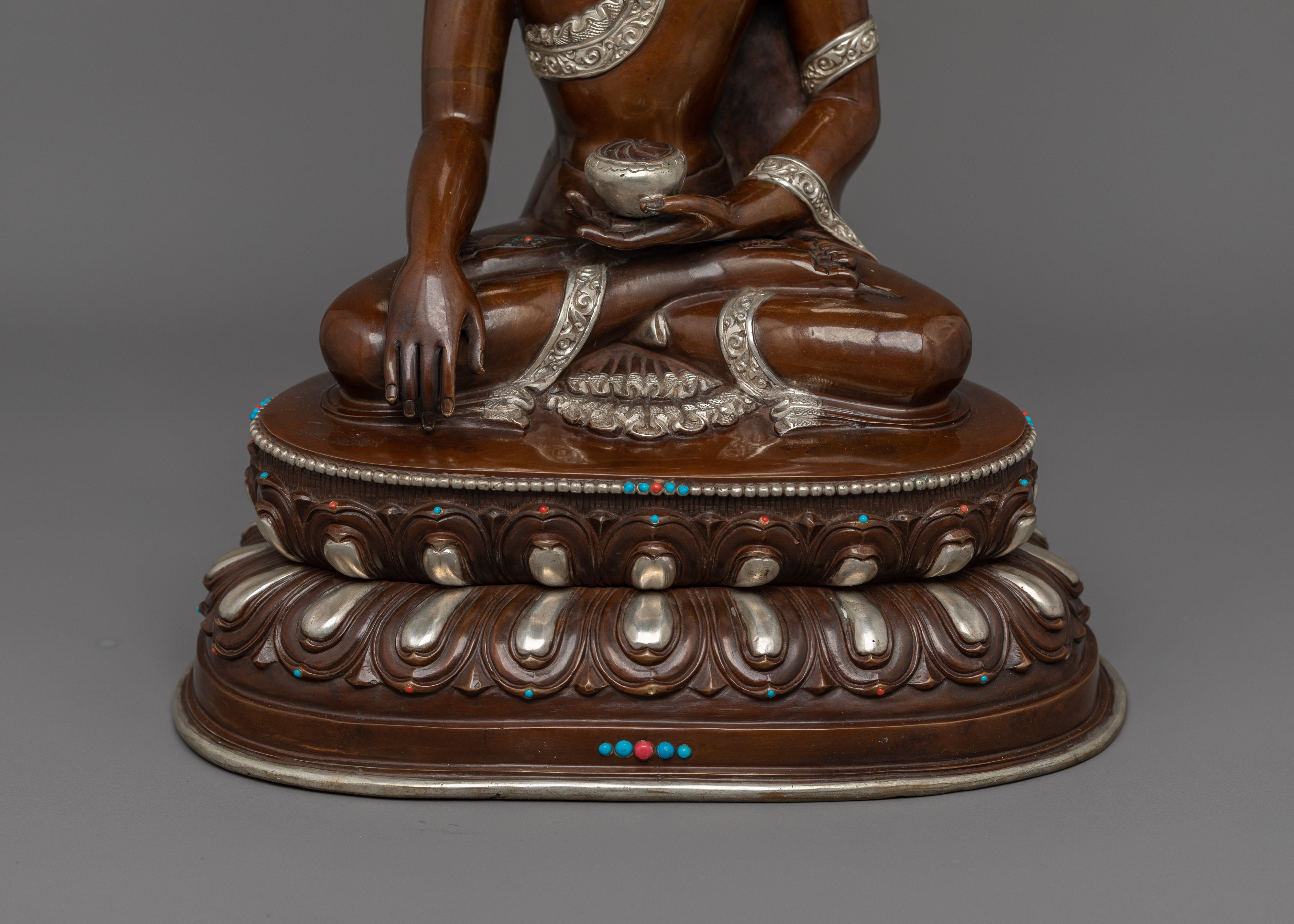 Ideal for Meditation Shakyamuni Buddha with Silver Halo | Perfect for Buddhist Shrine Decor