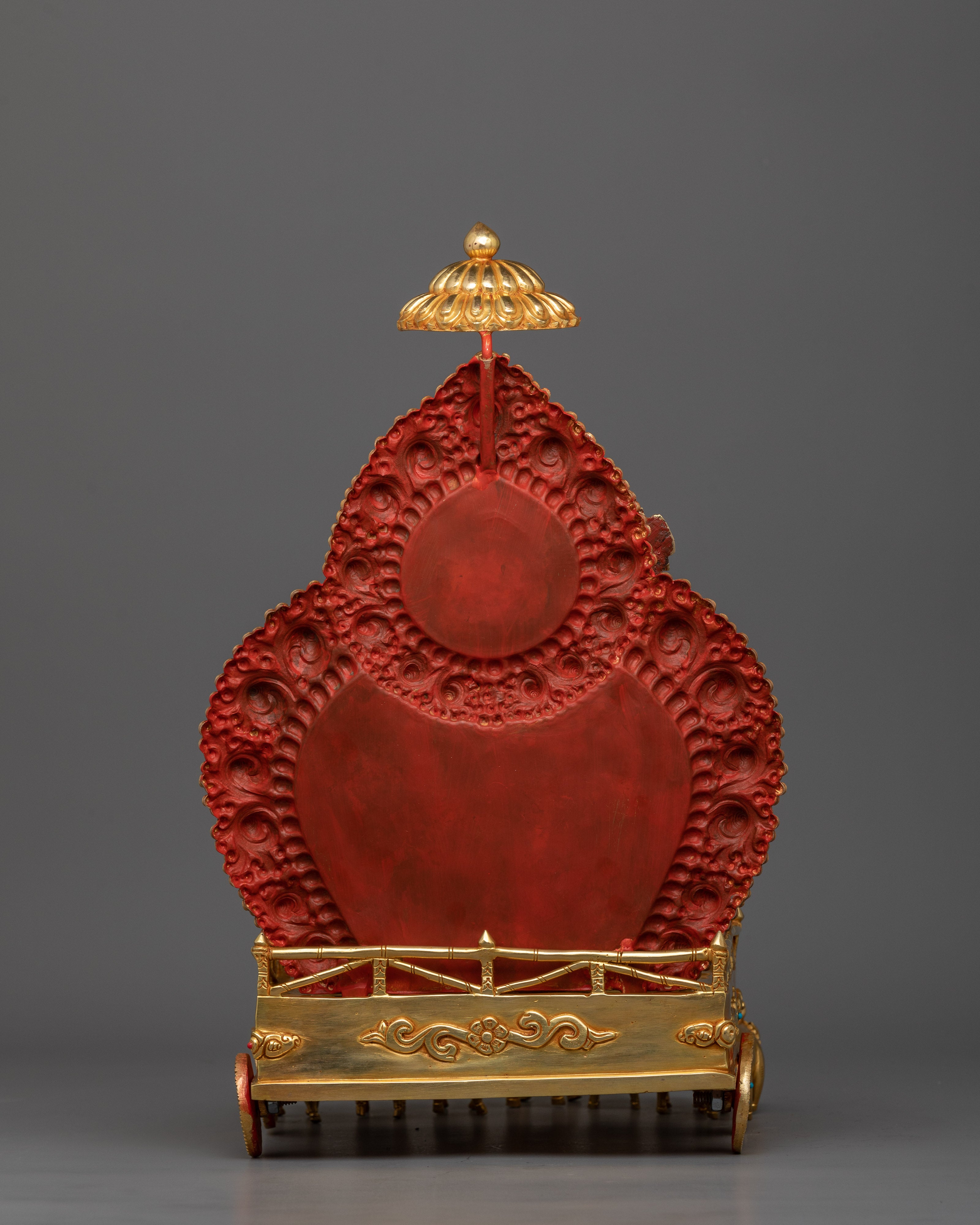 Radiant Marici Statue | Handcrafted 24K Gold Gilded Deity with Gemstone Inlay