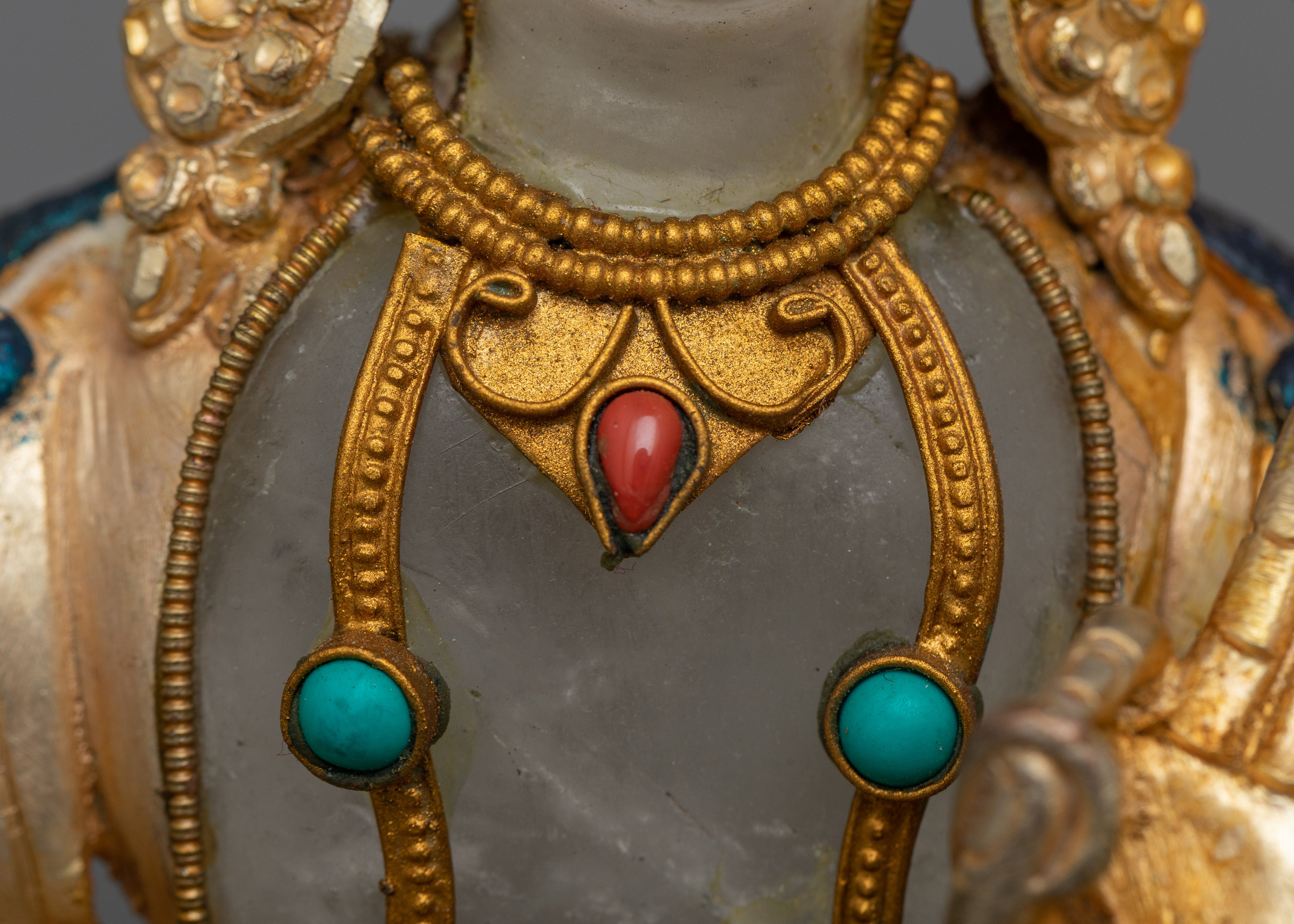 Crystal Manjushri Statue | Gold Electroplated Deity Sculpture