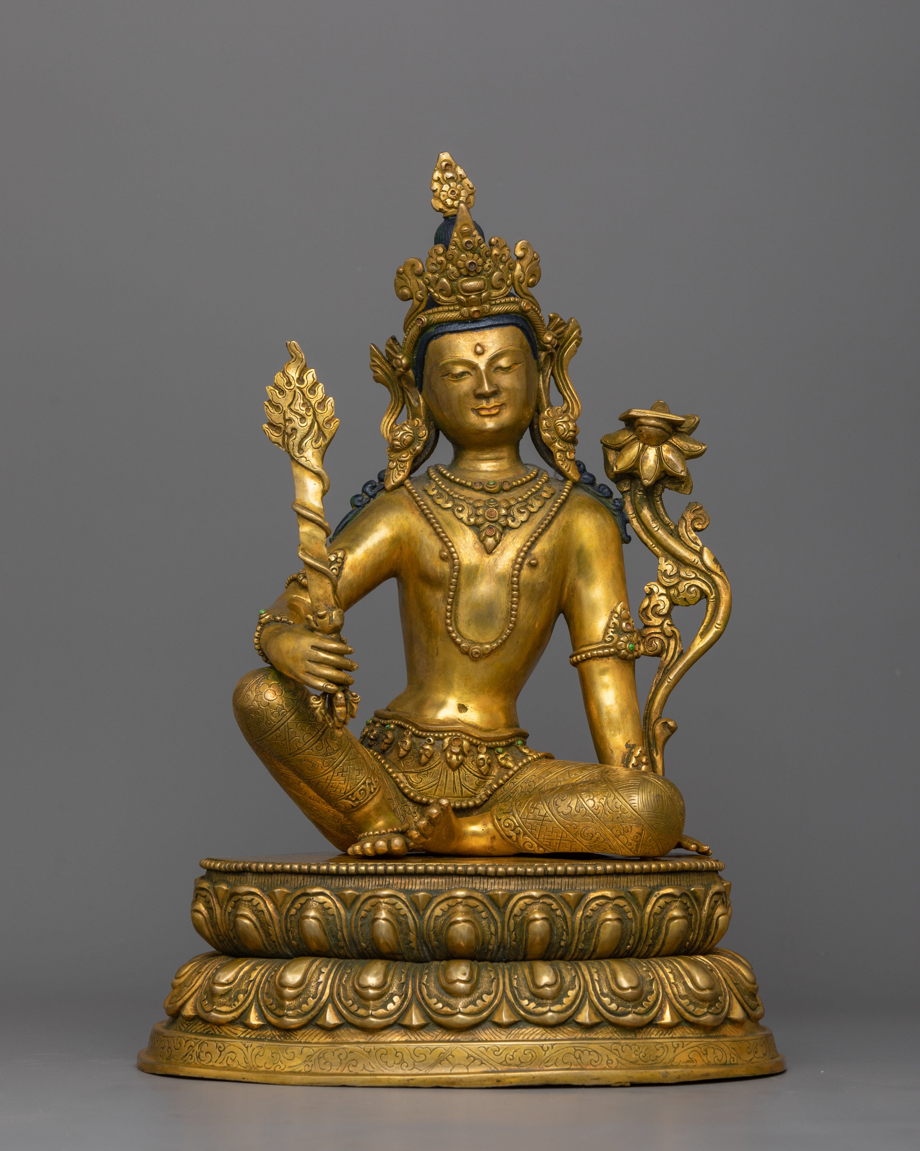 Handcrafted Manjushri Copper Statue