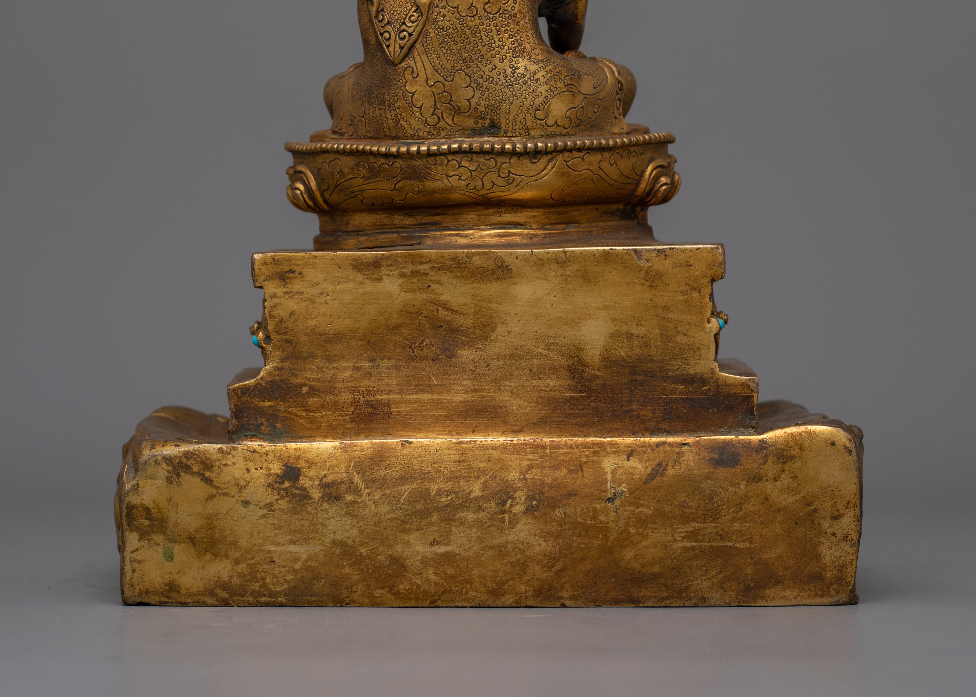 Gold Gilded Shakyamuni Buddha Statue | 15.7” Antique Finish for Spiritual Serenity