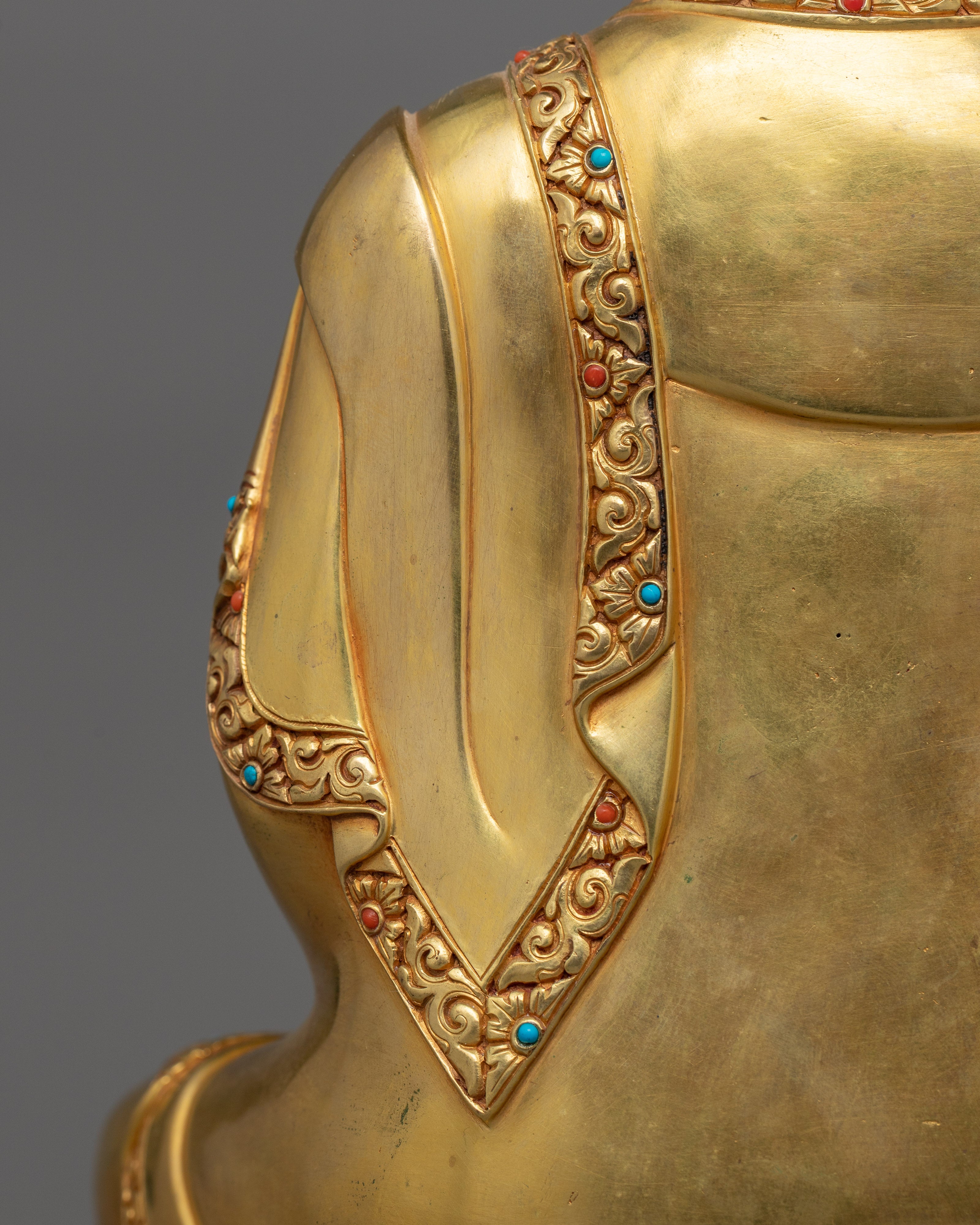 Healing Medicine Buddha Golden Statue | Handmade 24k Gold Gilded Sculpture