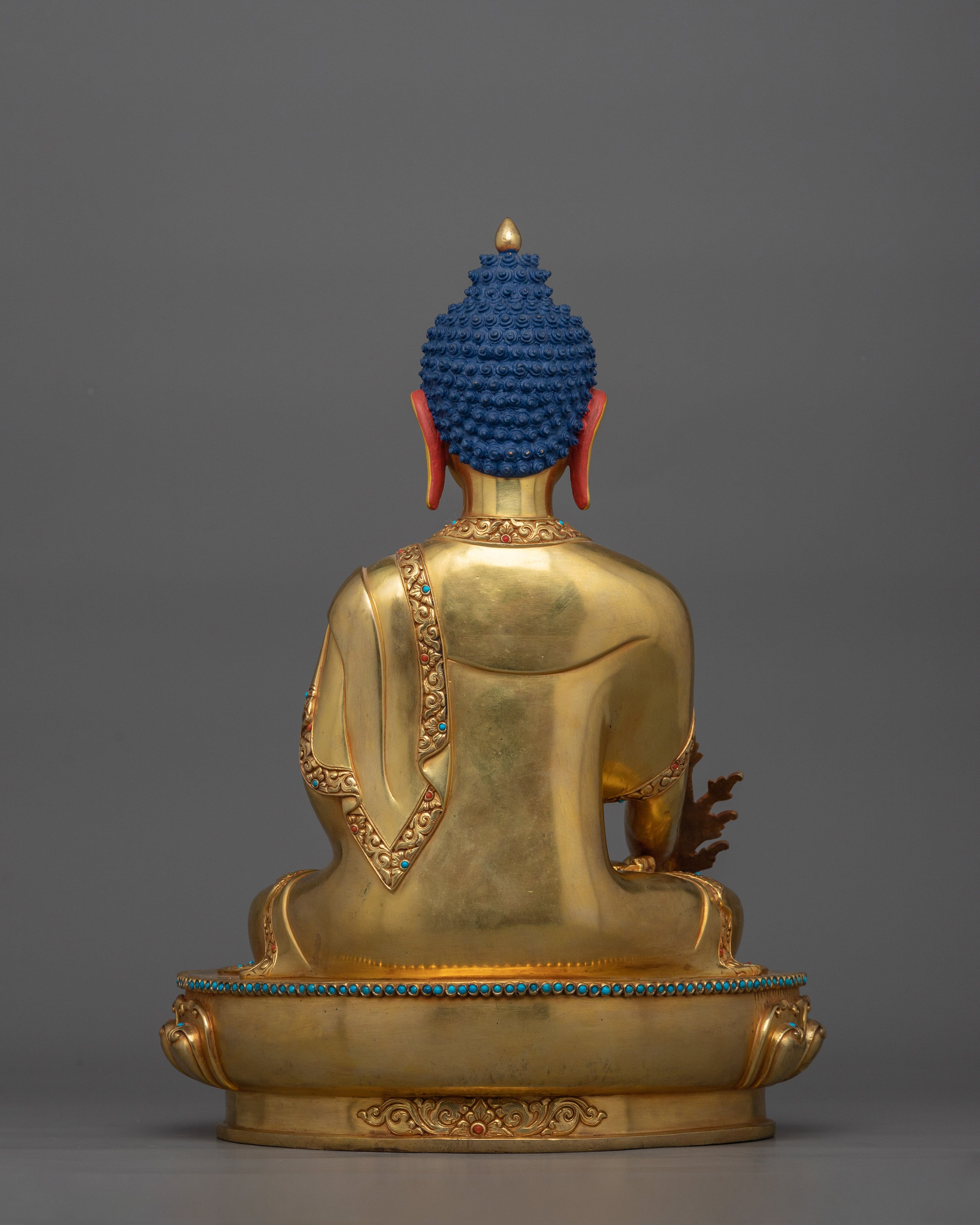 Healing Medicine Buddha Golden Statue | Handmade 24k Gold Gilded Sculpture