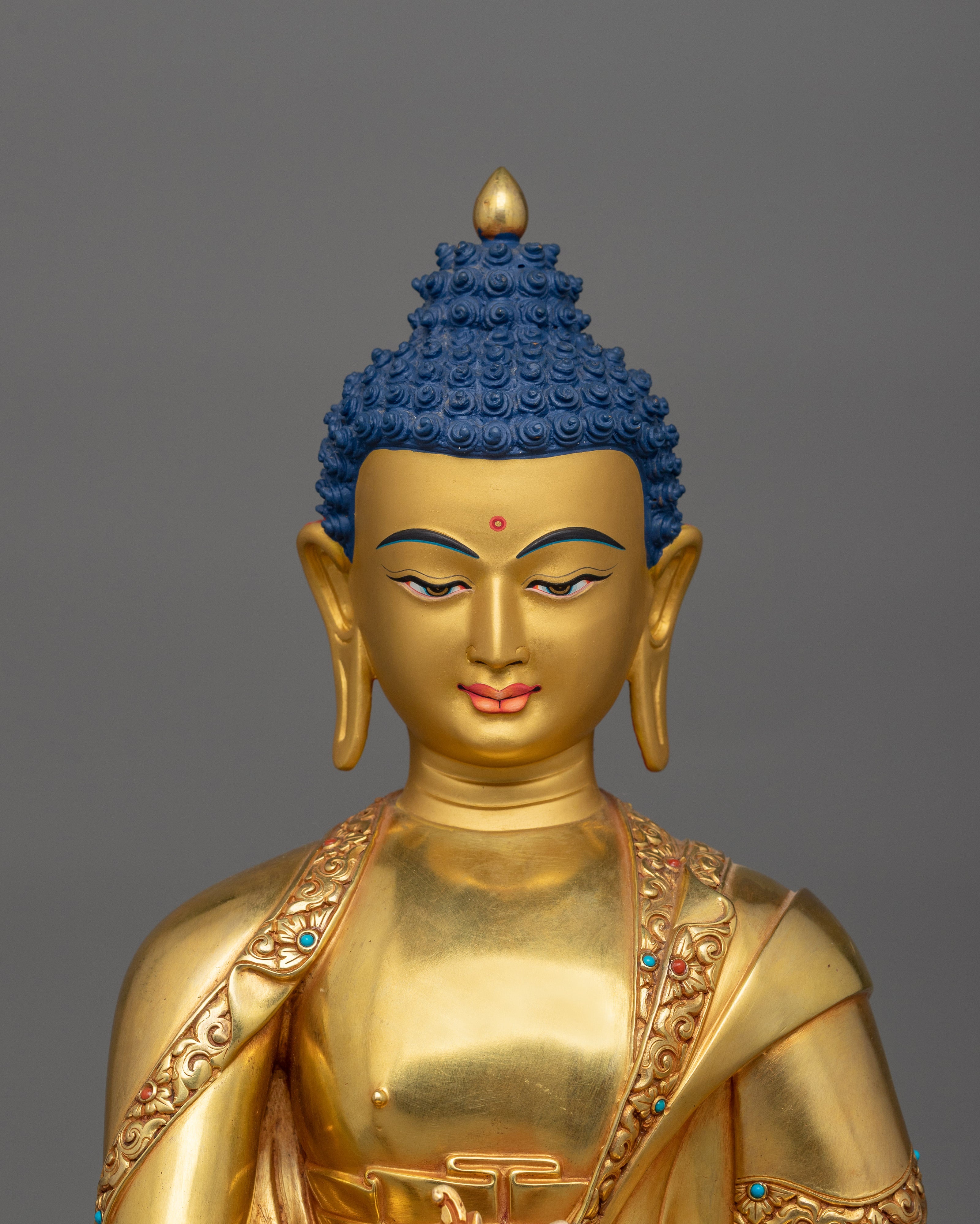 Healing Medicine Buddha Golden Statue | Handmade 24k Gold Gilded Sculpture