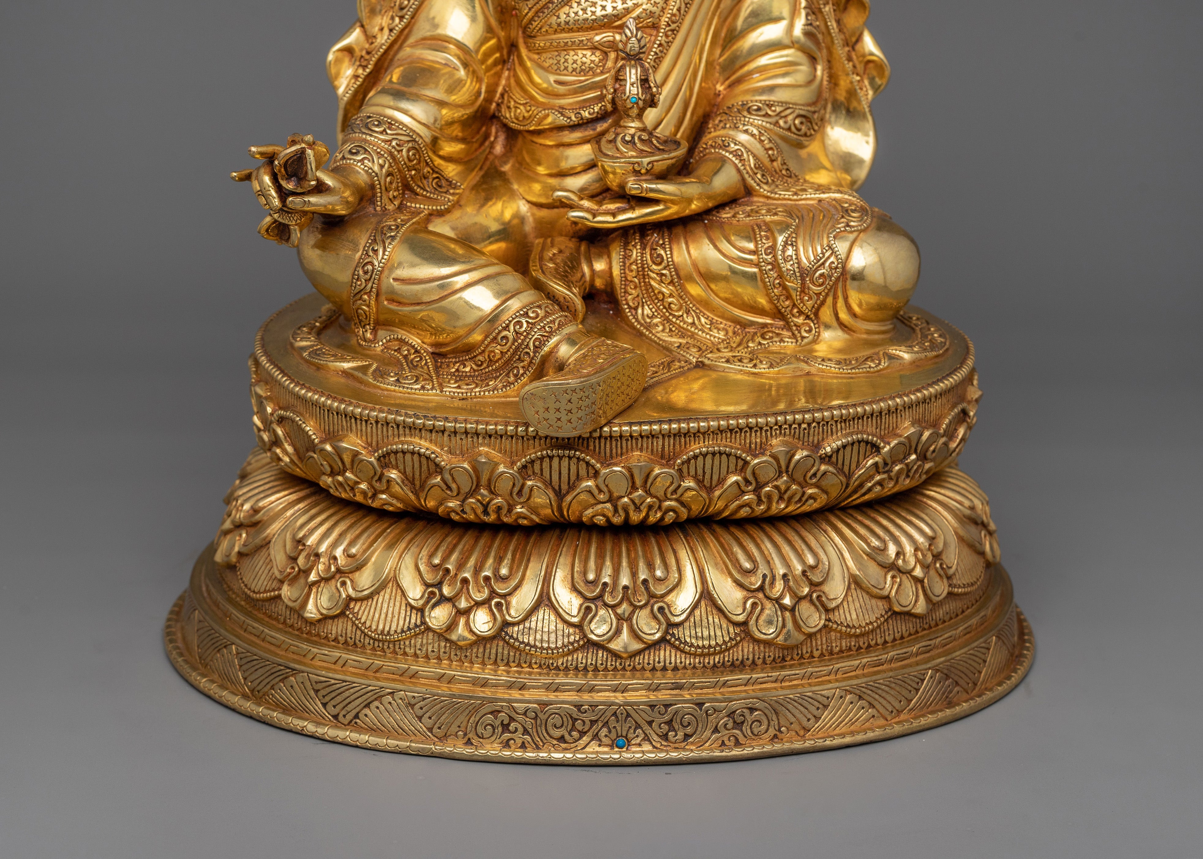 Tibetan Handcrafted Guru Rinpoche Sculpture | Traditional Figurine of Tantric Buddhist Master