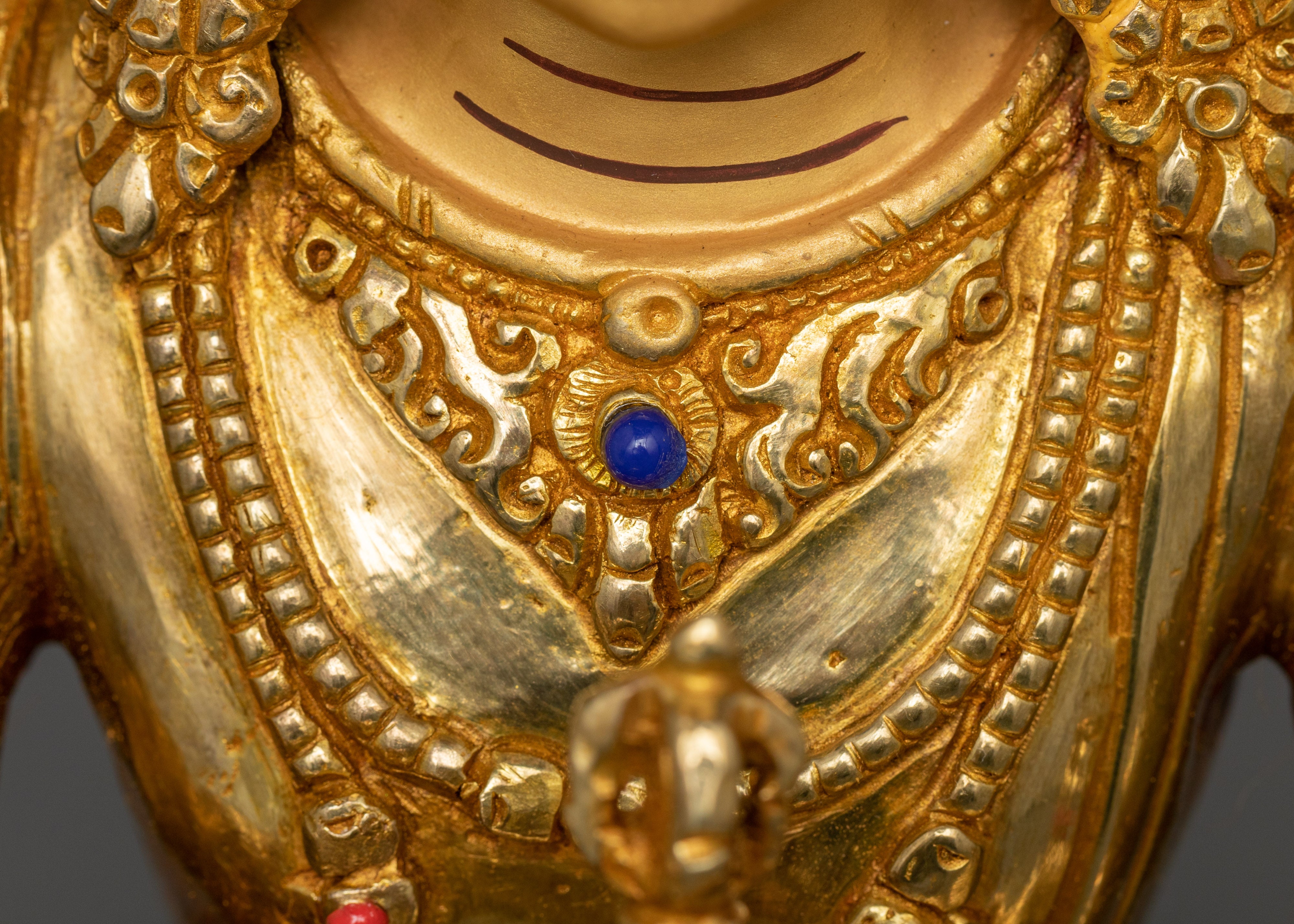 24K Gold-Gilded Maha Vajrasattva Statue | Gemstone-Embellished Sculpture