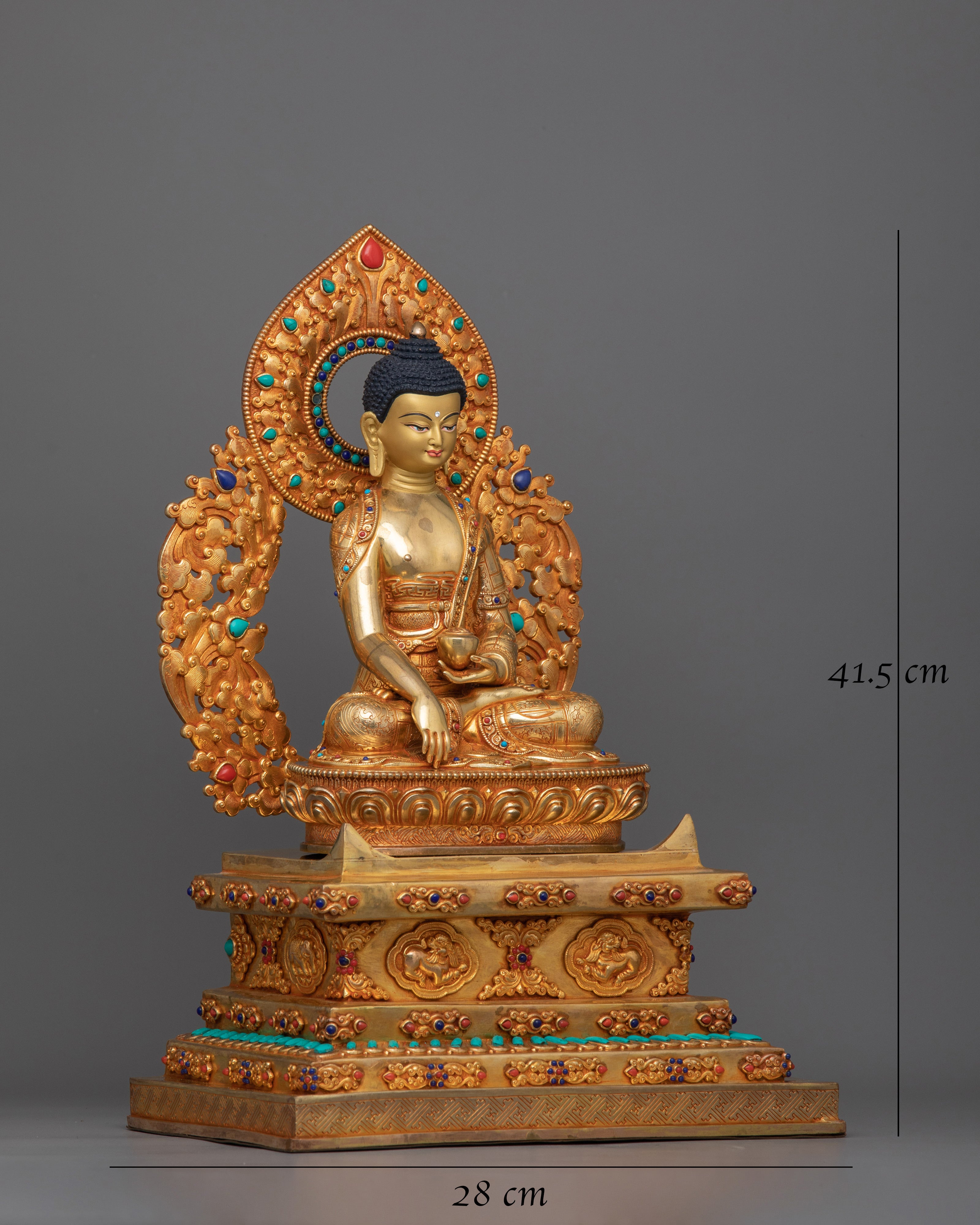 24 Karat Gold-Gilded Shakyamuni Buddha Statue