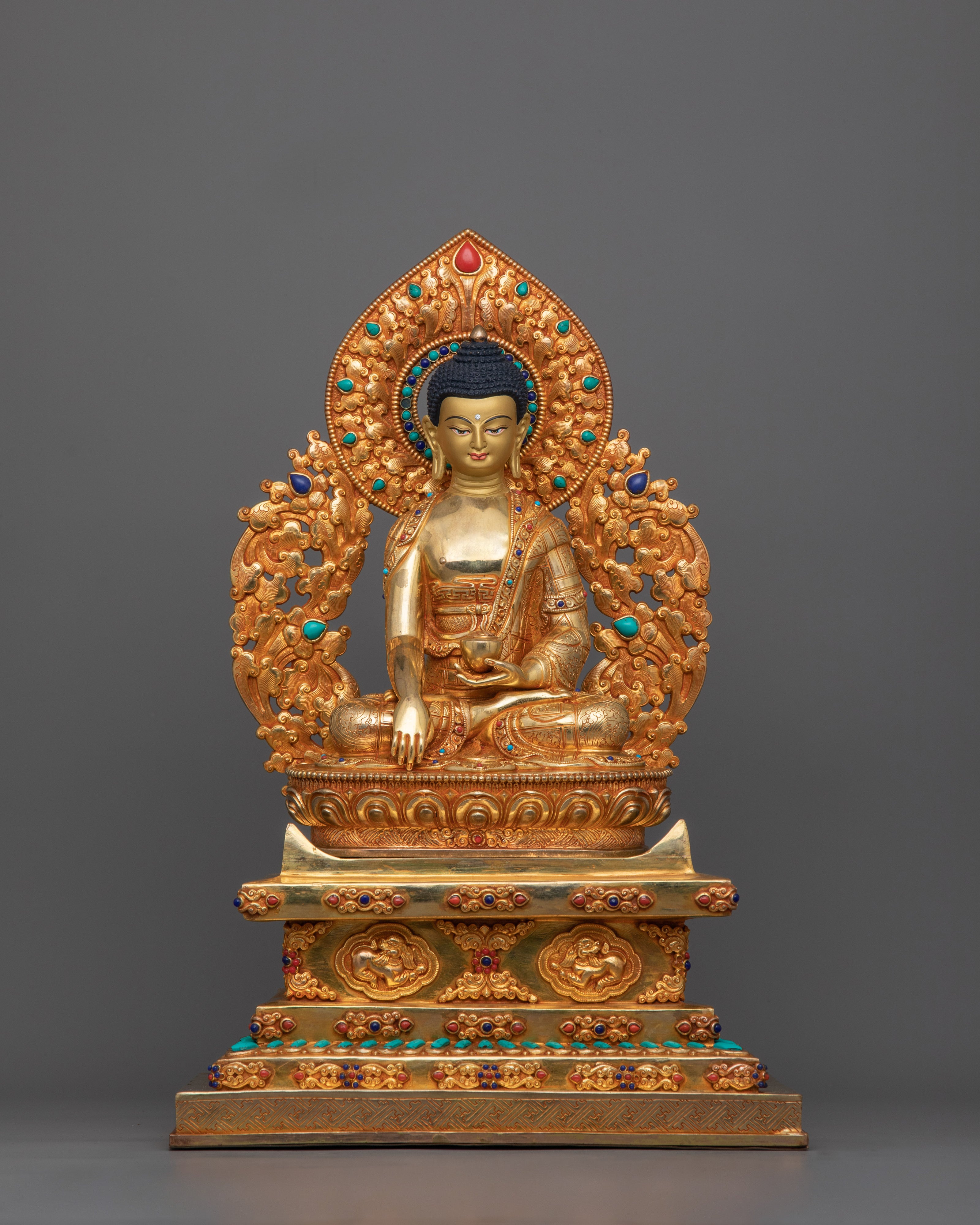 24 Karat Gold-Gilded Shakyamuni Buddha Statue