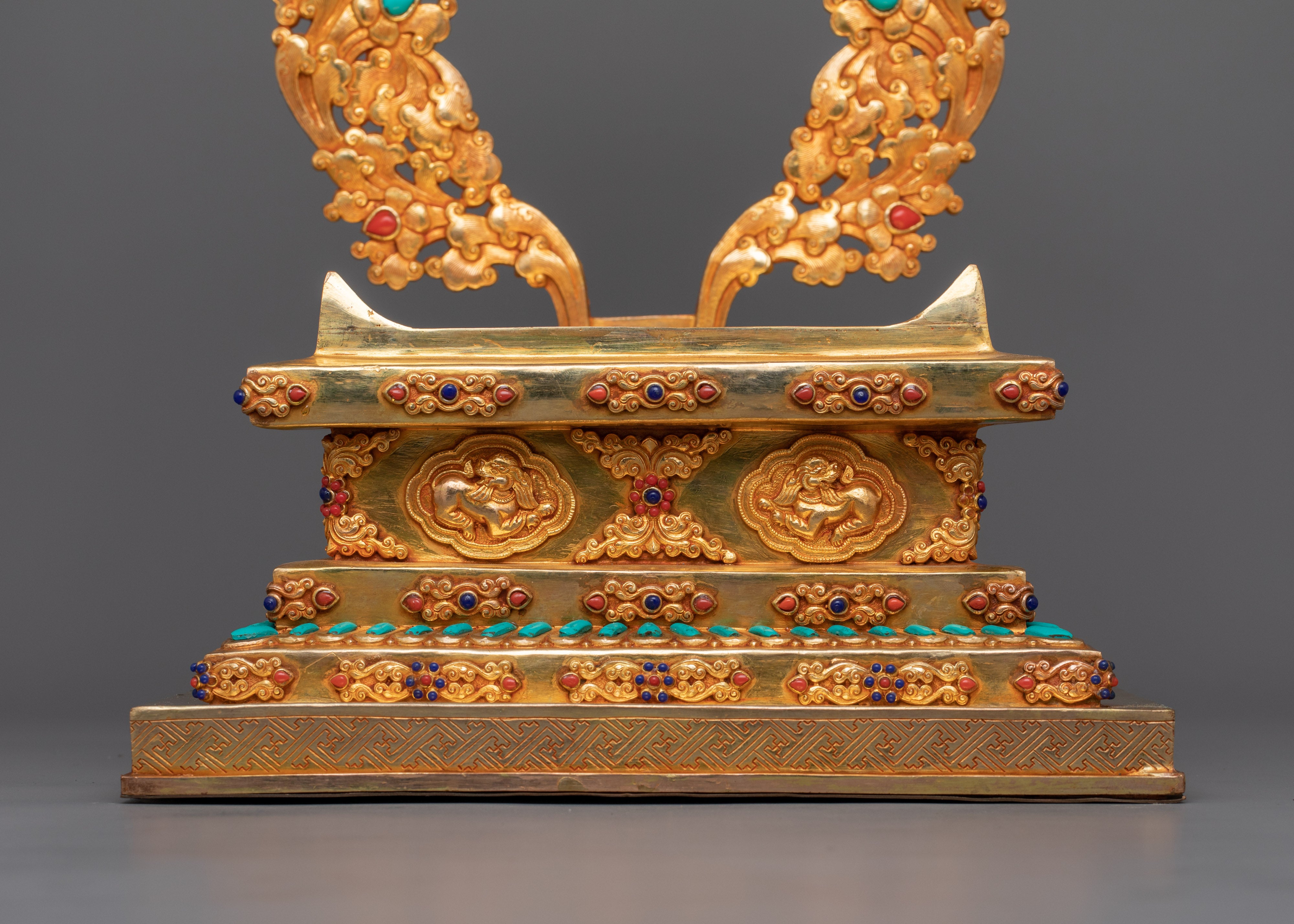 24 Karat Gold-Gilded Shakyamuni Buddha Statue | Gemstone-Studded Copper Art