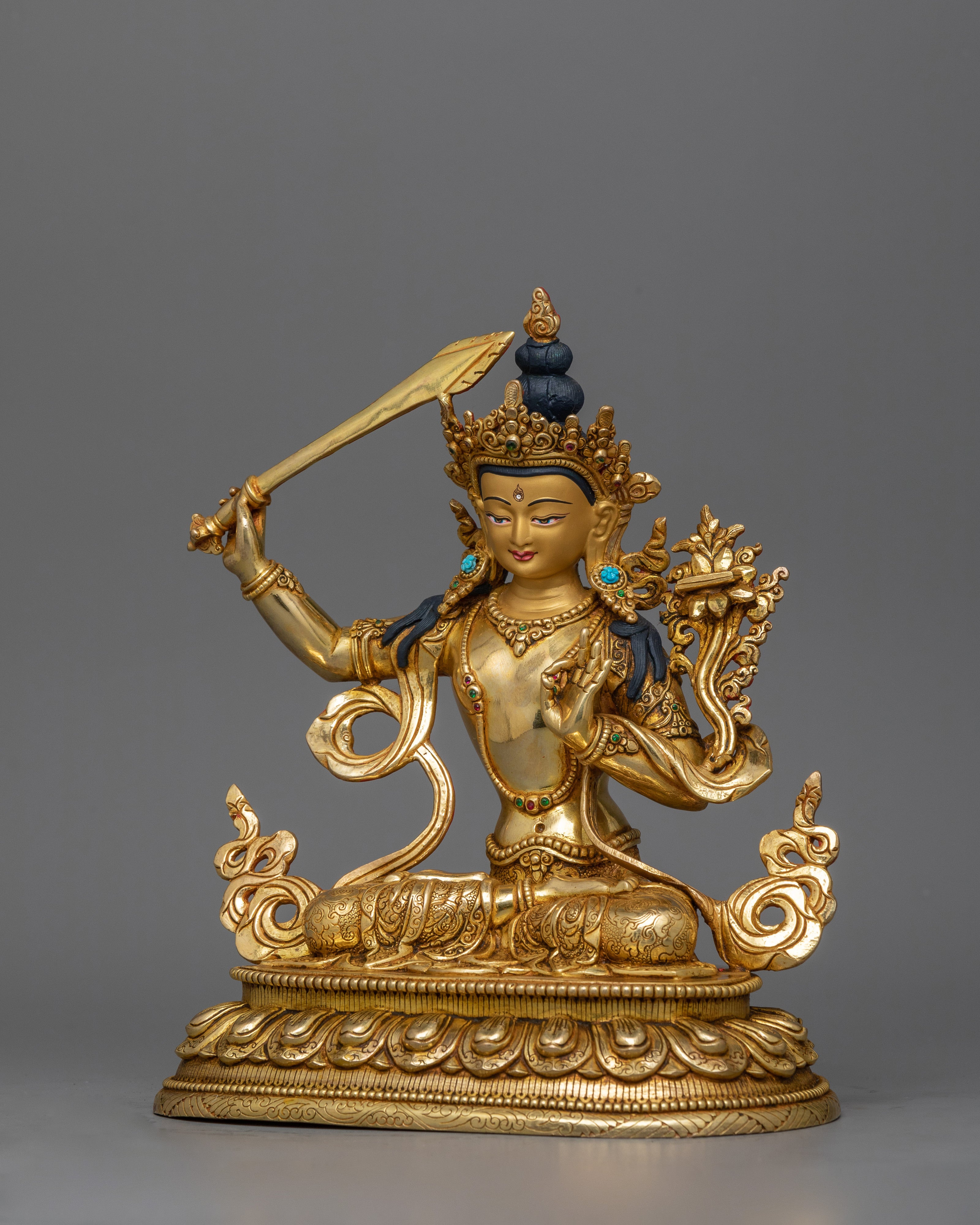 Manjushri Buddhist Deity of Wisdom Sculpture | Symbol of Wisdom and Enlightenment