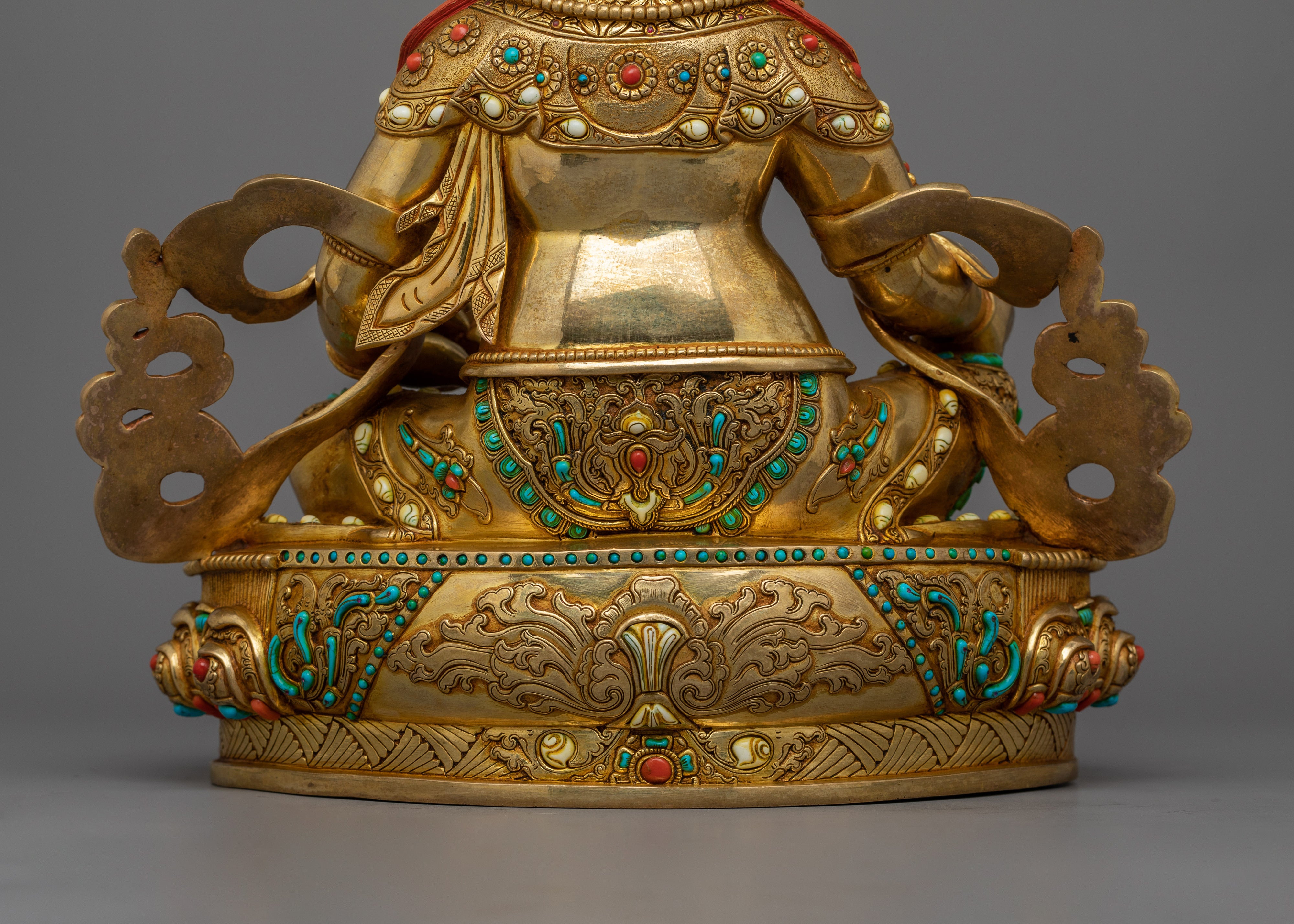 Gold-Gilded Jambhala Statue | Handcrafted Sculpture with Stone Citron