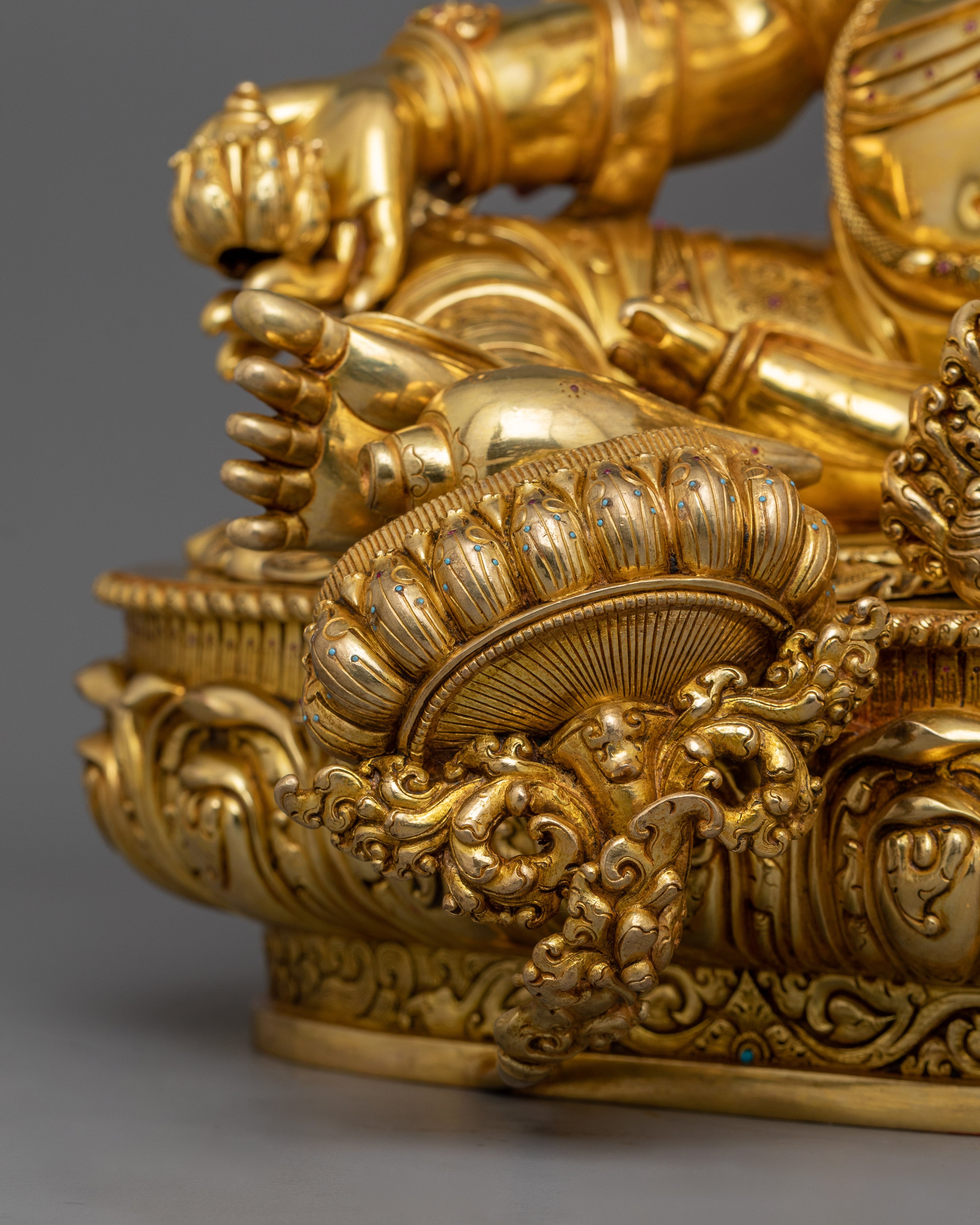 Jambala Wealth Deity Statue Prosperity Rituals | 24k Gold Gilded Sculpture