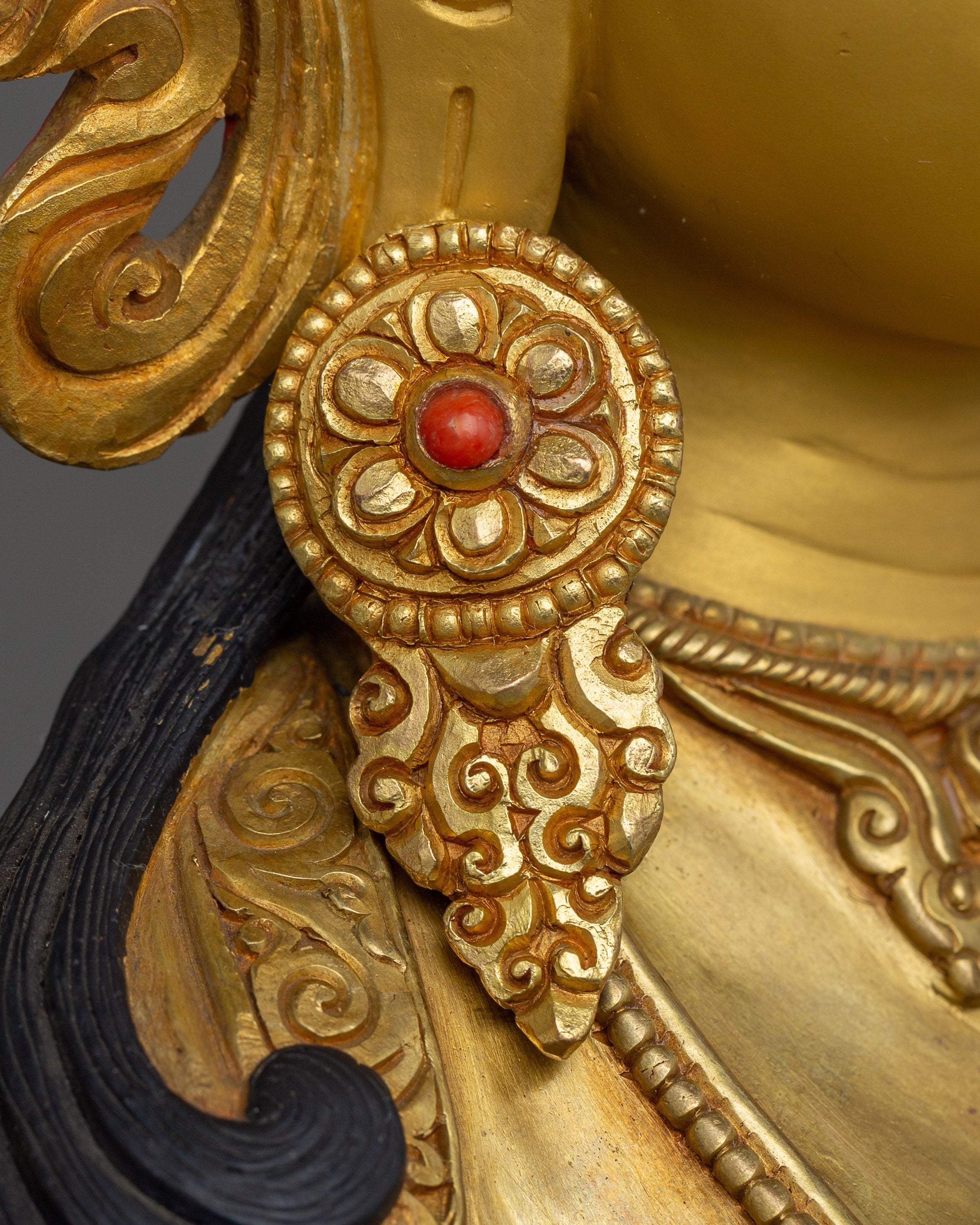 16.5-Inch Green Tara Statue | Handcrafted Gemstone-Embellished Sculpture
