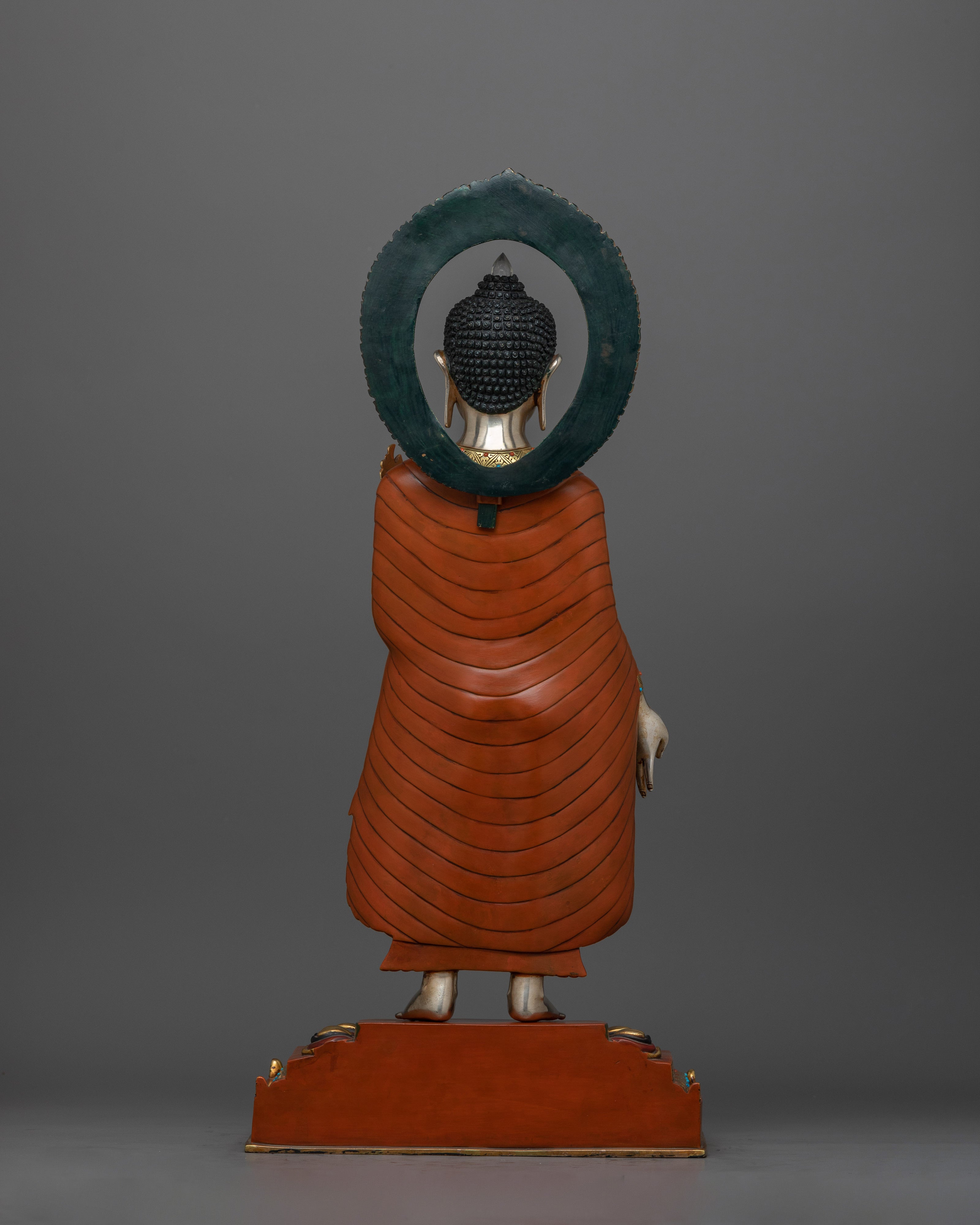 Handcrafted Dipankara Buddha Statue | Oxidized Copper and Silver-Plated Art