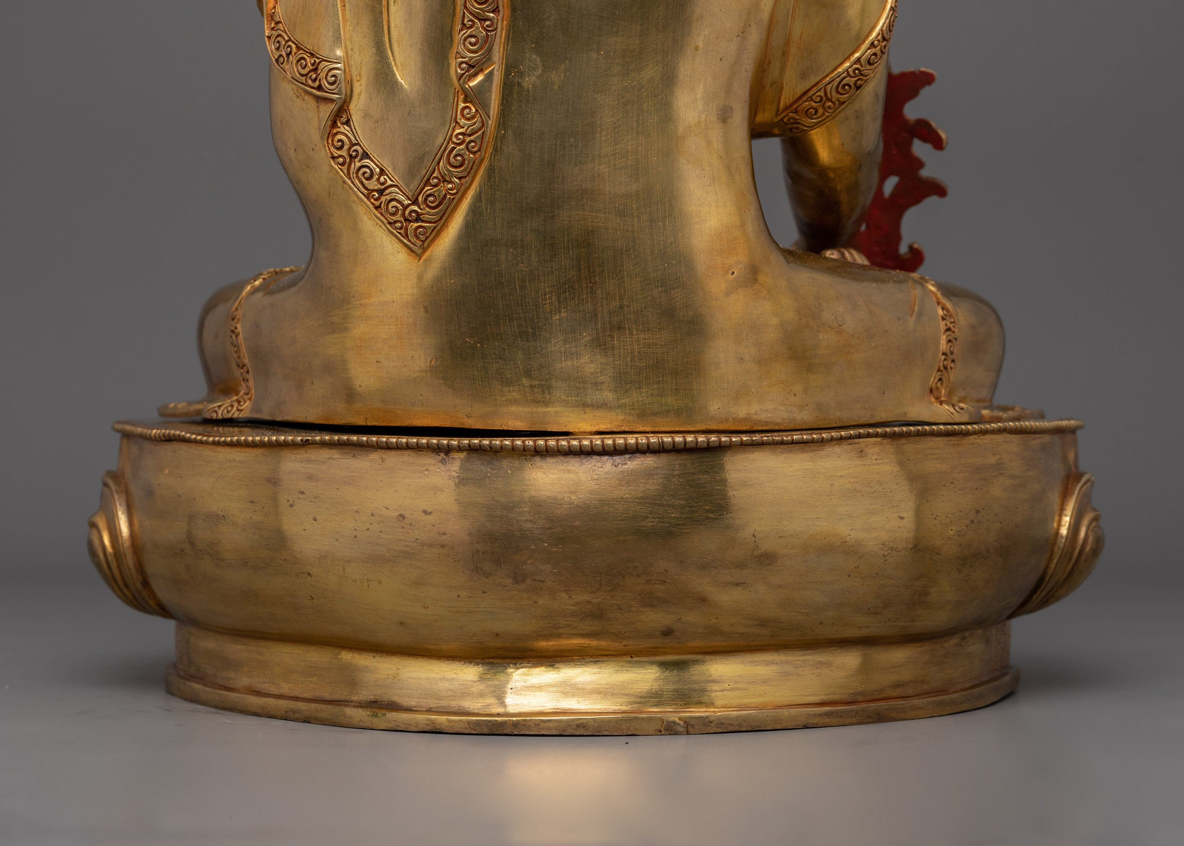 24k Gold Healing Deity Medicine Buddha Sculpture | Bhaisajyaguru Handcarved Statue
