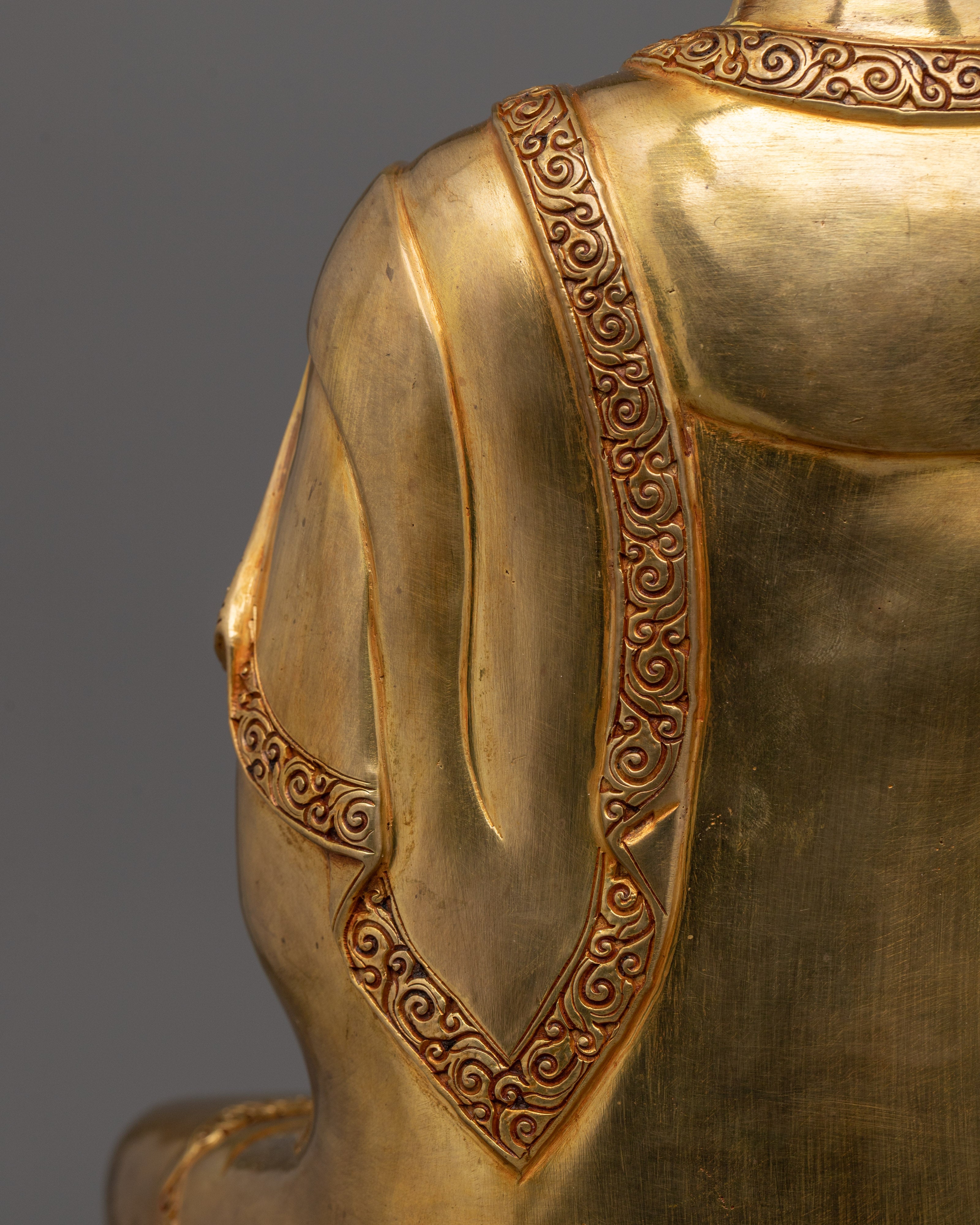 24k Gold Healing Deity Medicine Buddha Sculpture | Bhaisajyaguru Handcarved Statue