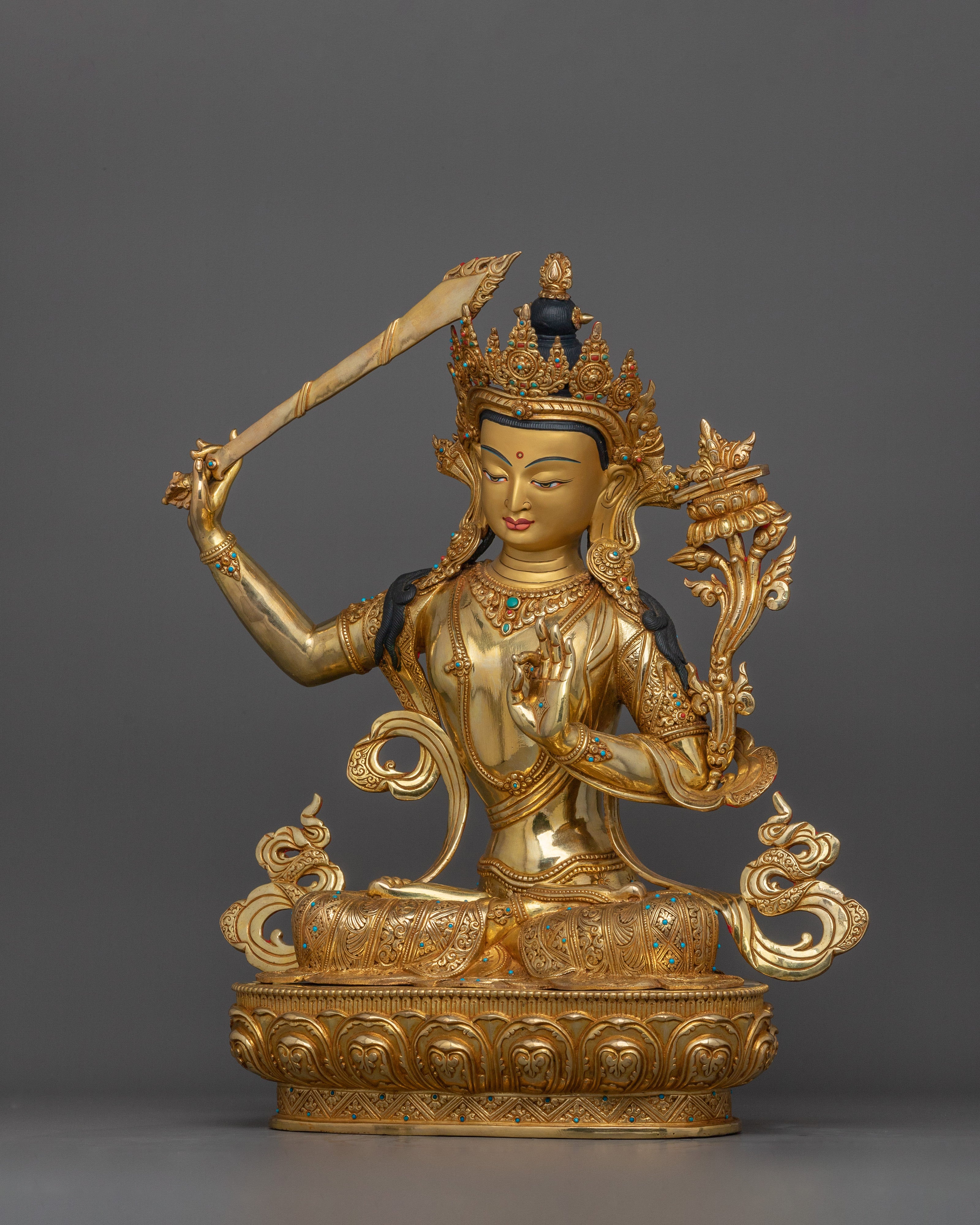 24K Gold-Gilded Bodhisattva of Wisdom