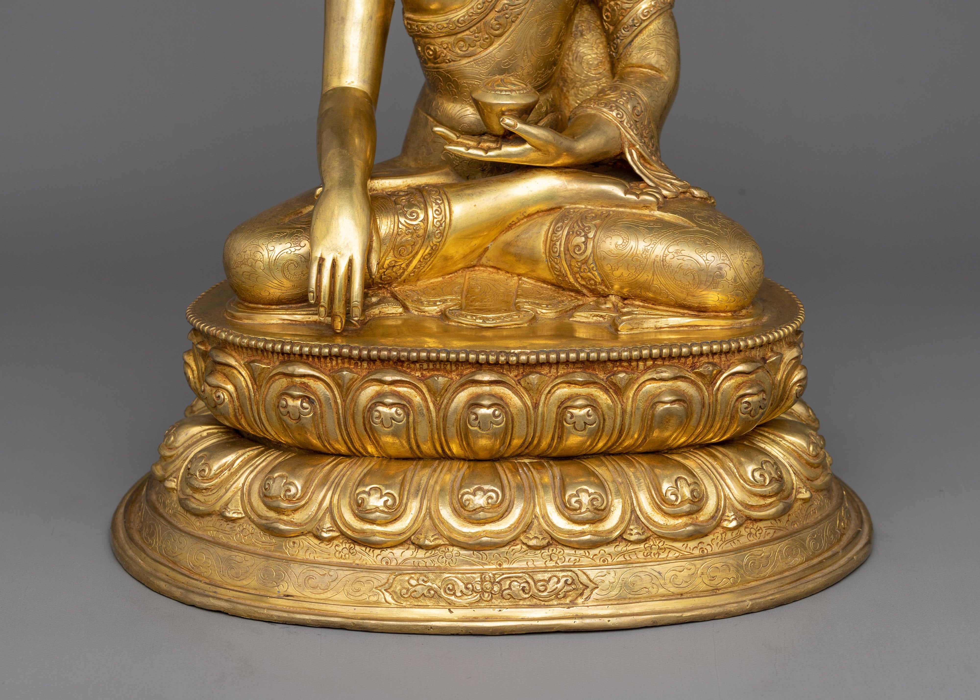 24K Gold-Gilded Enlightened Teacher Buddha | Shakyamuni Buddha Statue