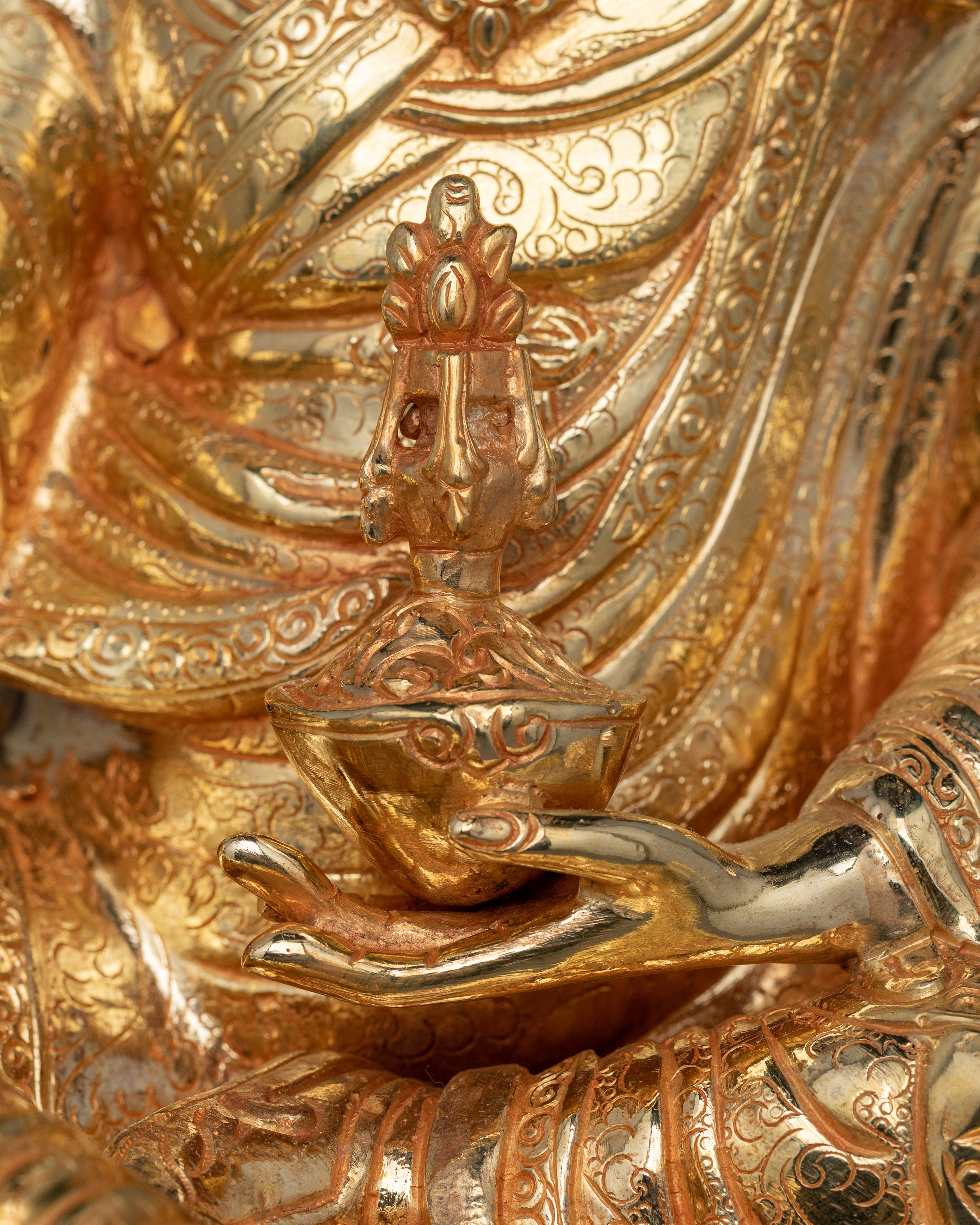 24K Gold-Gilded Padmasambhava Sculpture | Guru Rinpoche Statue