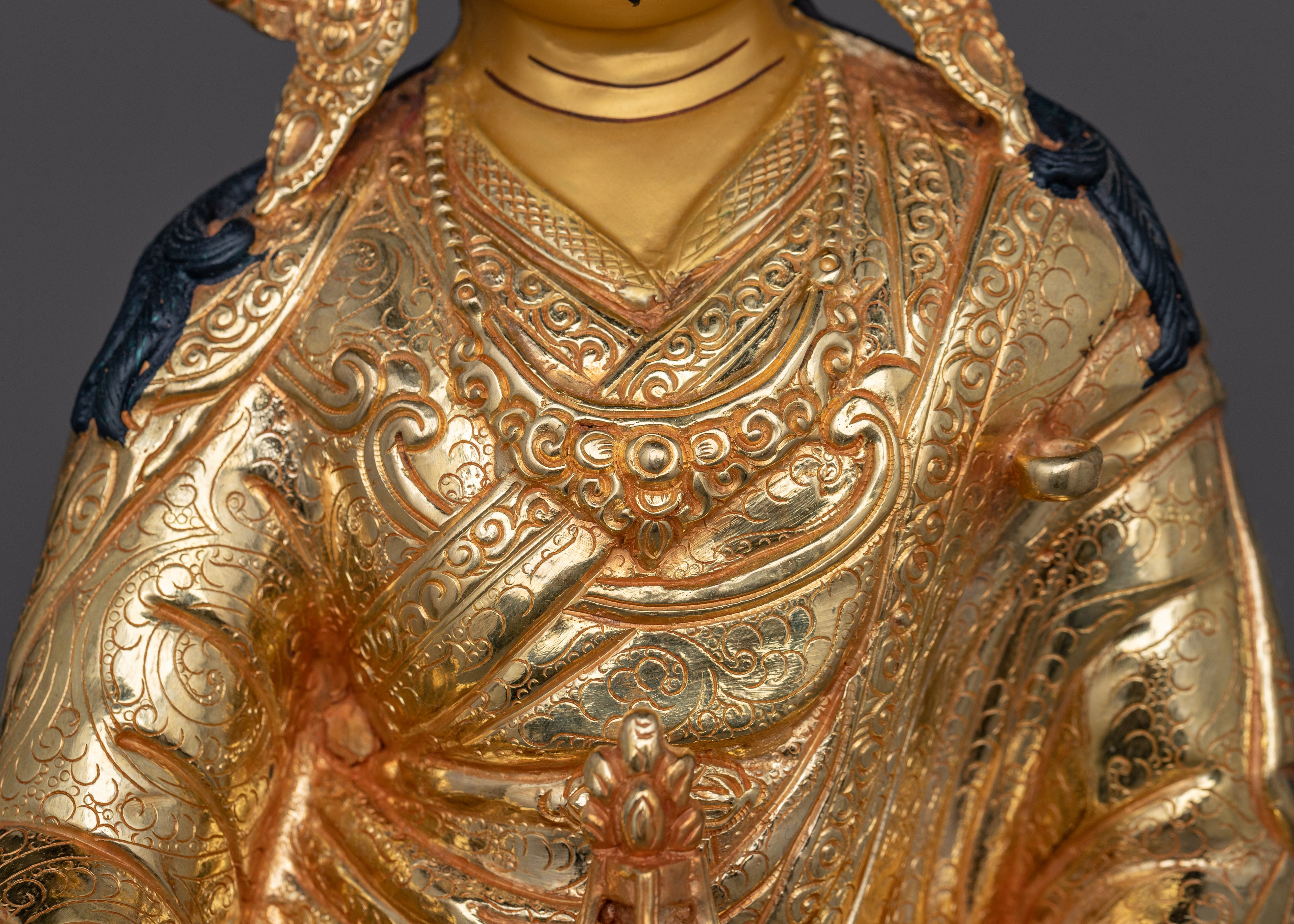 24K Gold-Gilded Padmasambhava Sculpture | Guru Rinpoche Statue