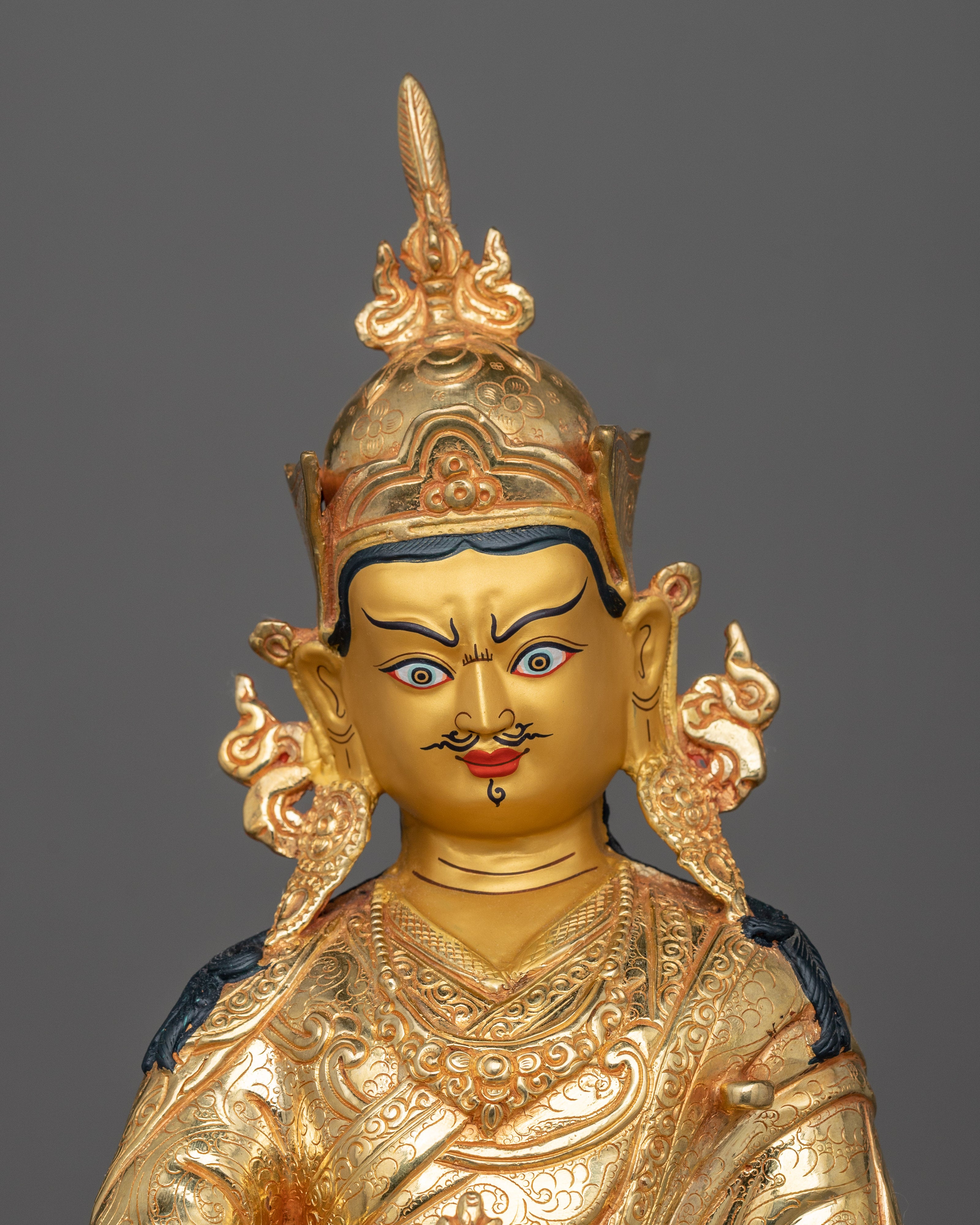 24K Gold-Gilded Padmasambhava Sculpture | Guru Rinpoche Statue