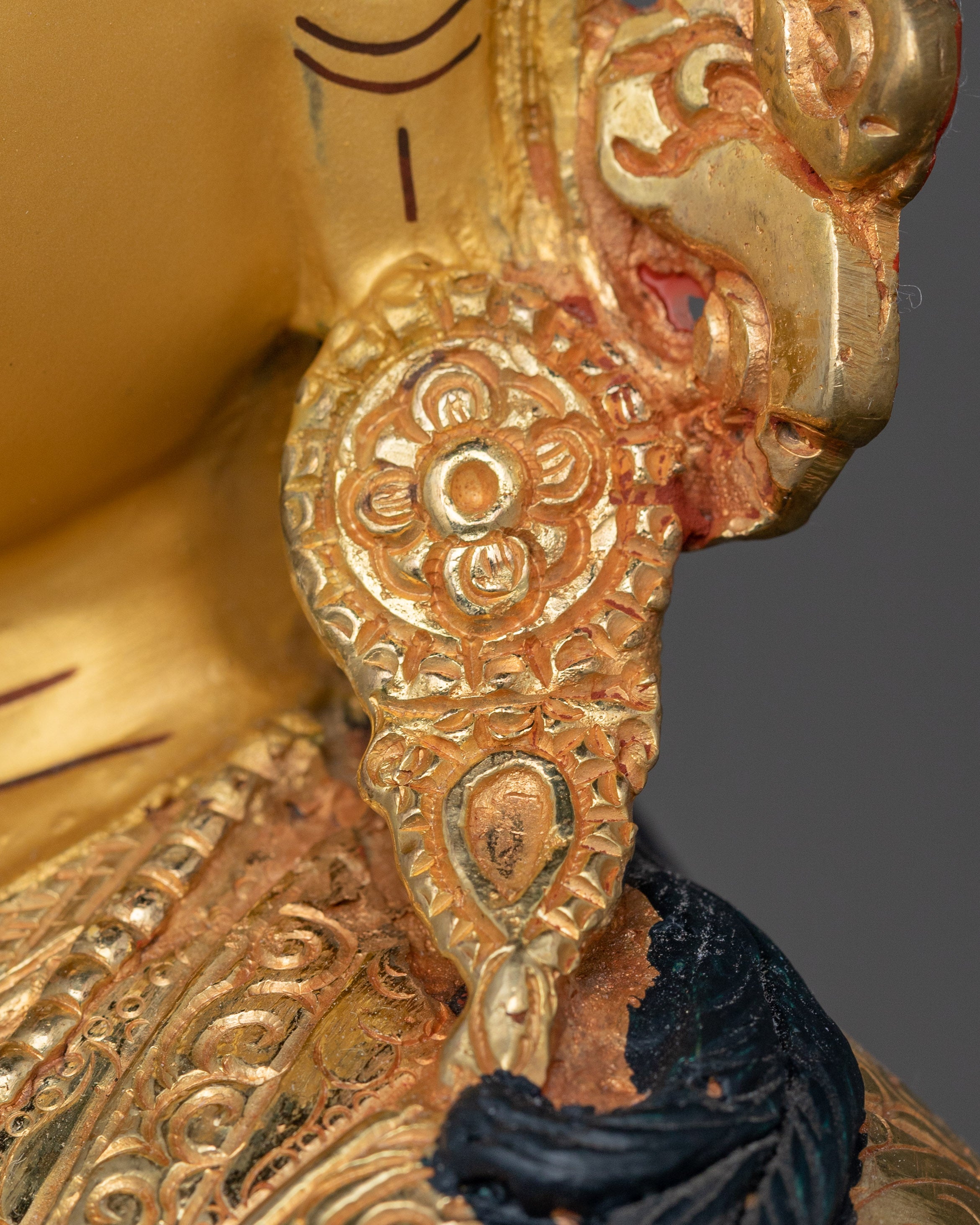24K Gold-Gilded Padmasambhava Sculpture | Guru Rinpoche Statue