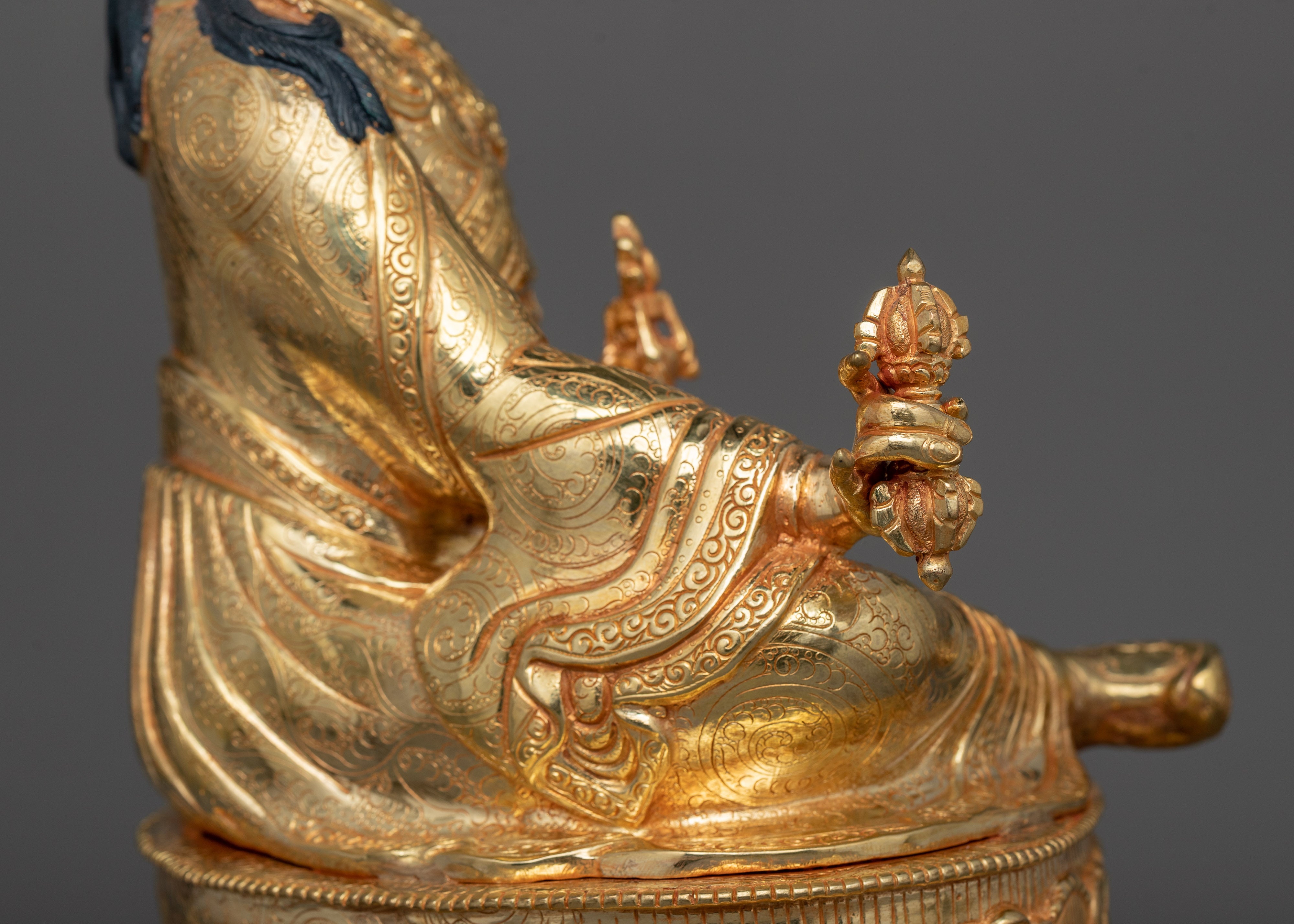 24K Gold-Gilded Padmasambhava Sculpture | Guru Rinpoche Statue